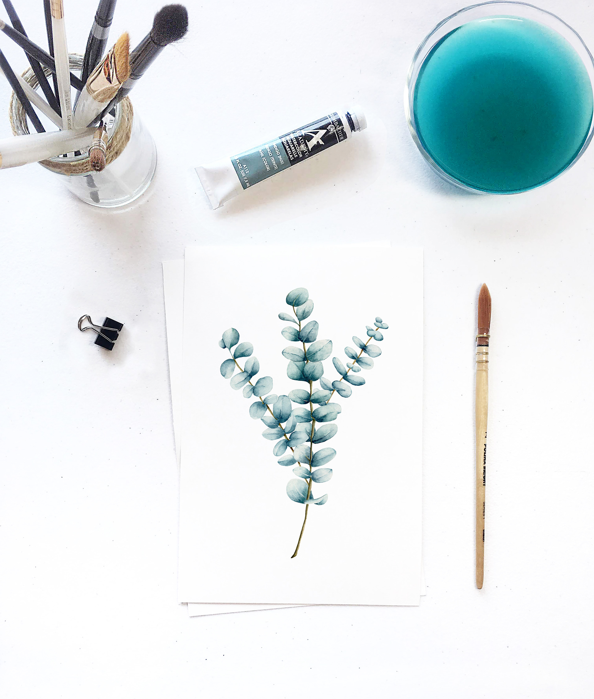 Eucalyptus watercolor painting 2019. 