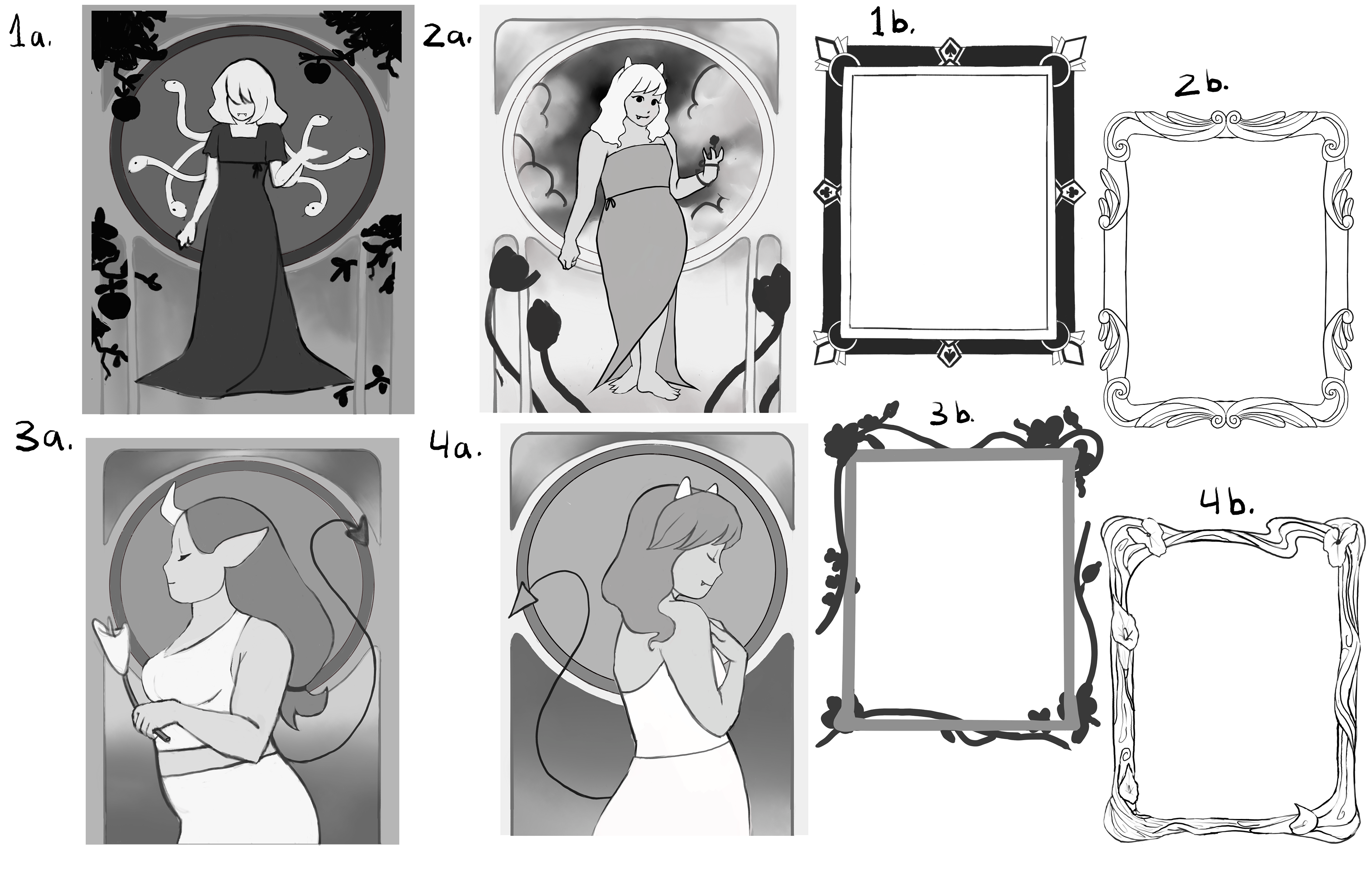 Vertical painting and frame sketches