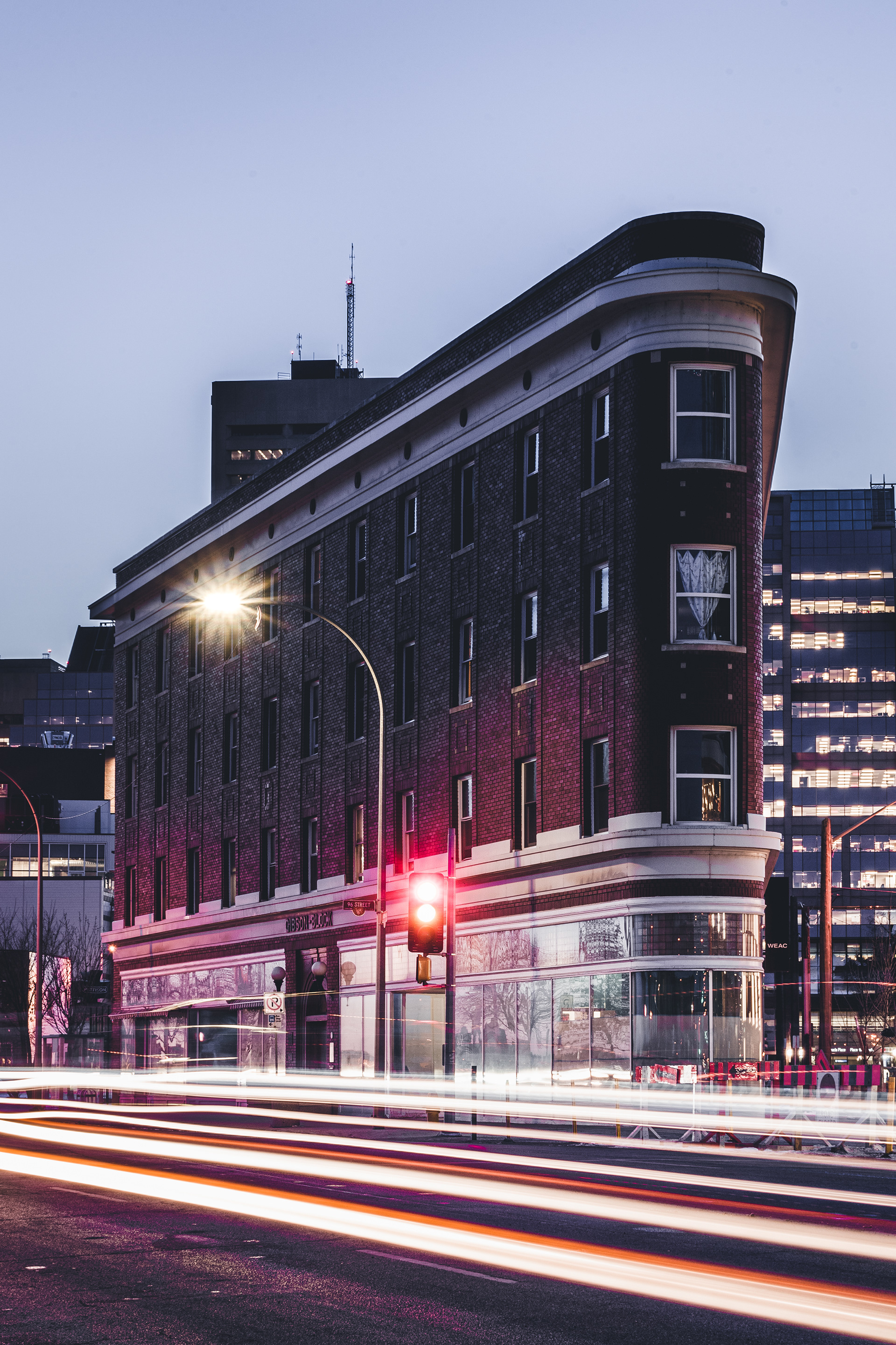 This is Edmonton's beautiful Gibson Block building, modelled in the flatiron style.