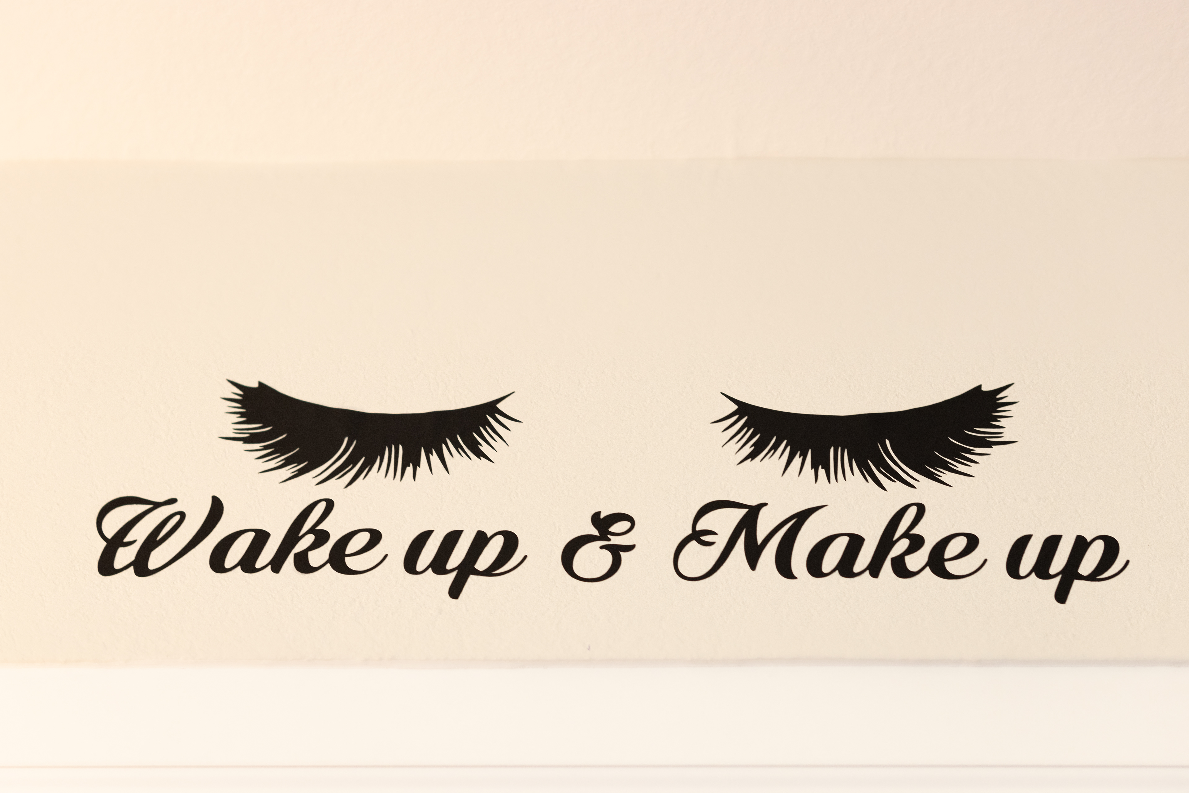 Wake up and make up wall decal