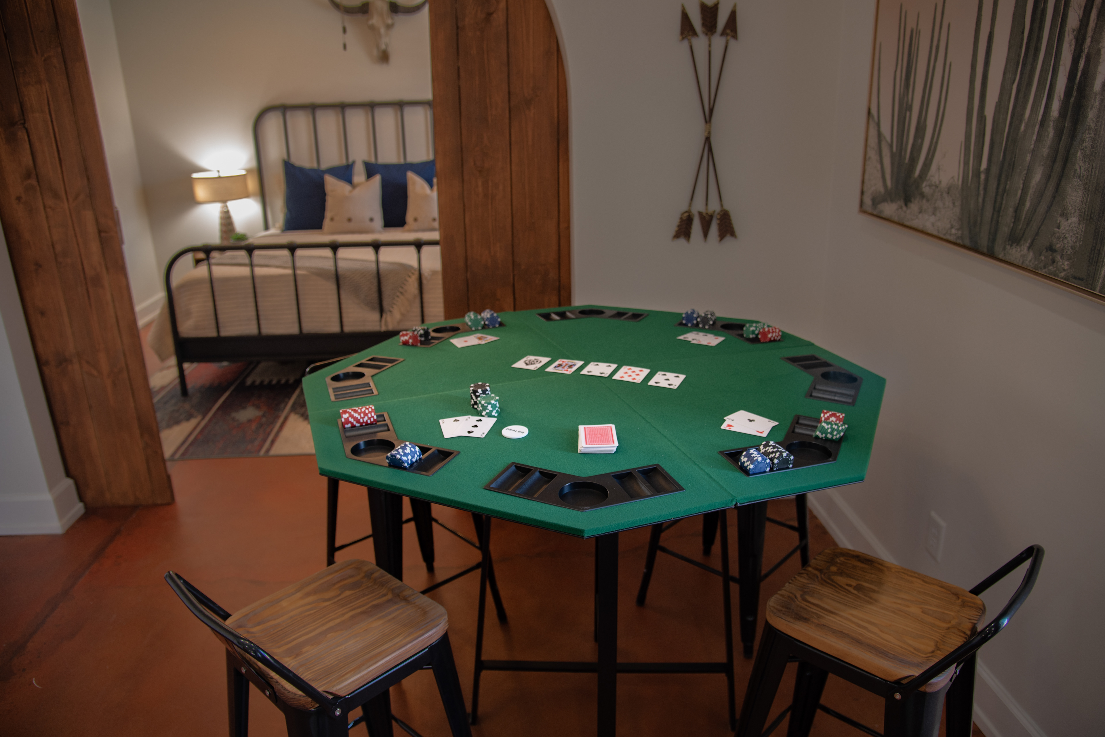 Game room with poker table
