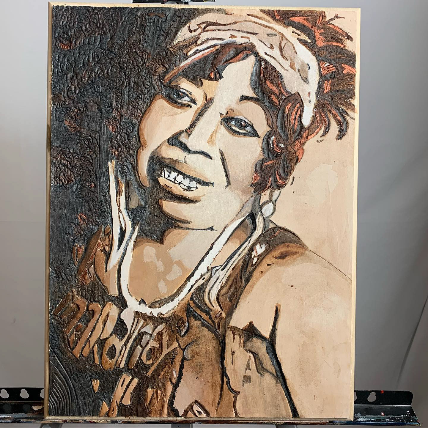 "Ma Rainey" | Carving on wood and Acrylic paint