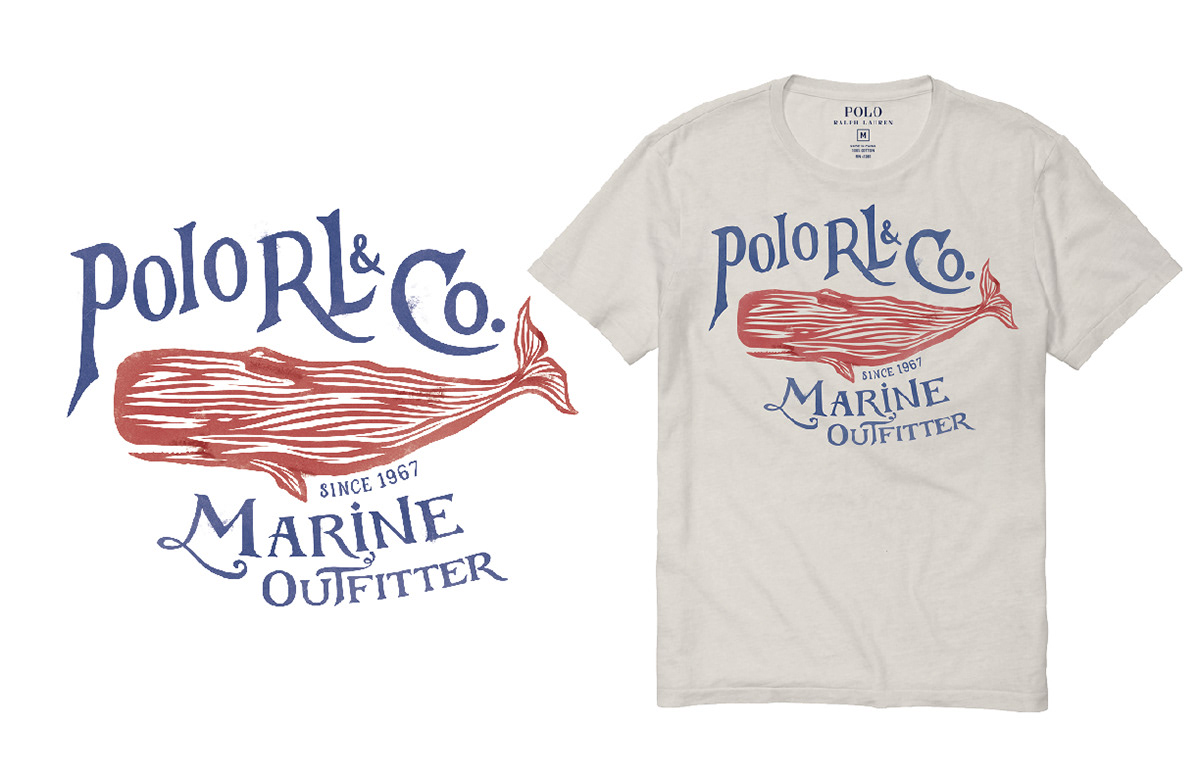 Polo RL Woodcut Whale Tee
