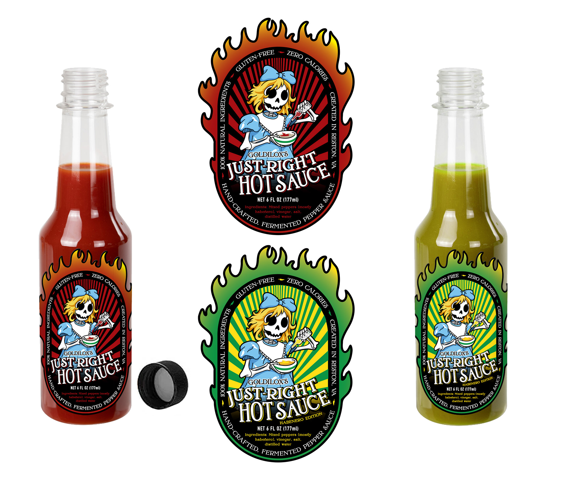 Goldilox's Just-Right Hot Sauce Labels