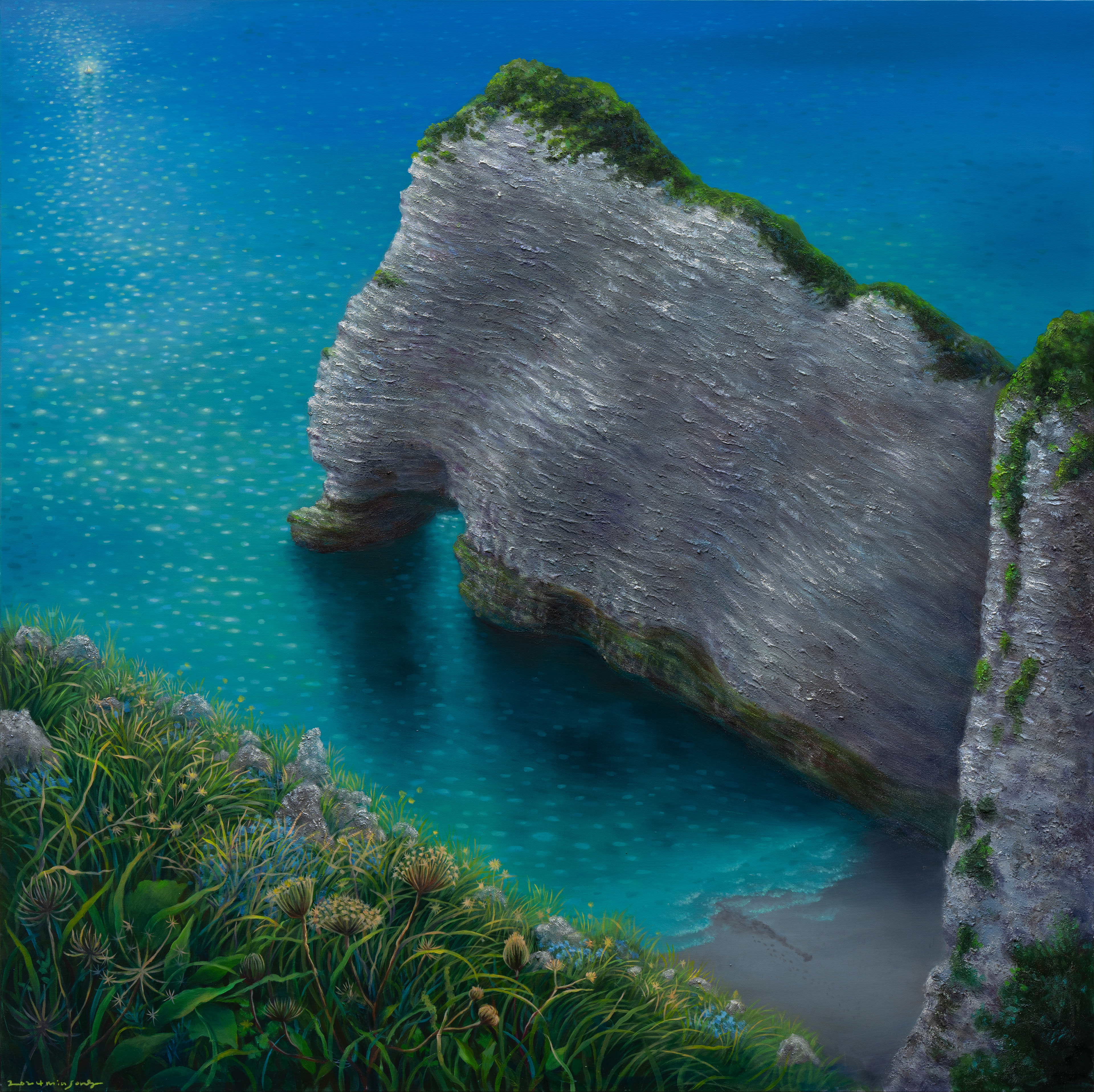 The blue Sea in Etretat_oil on canvas_112.5x112.5cm_2024