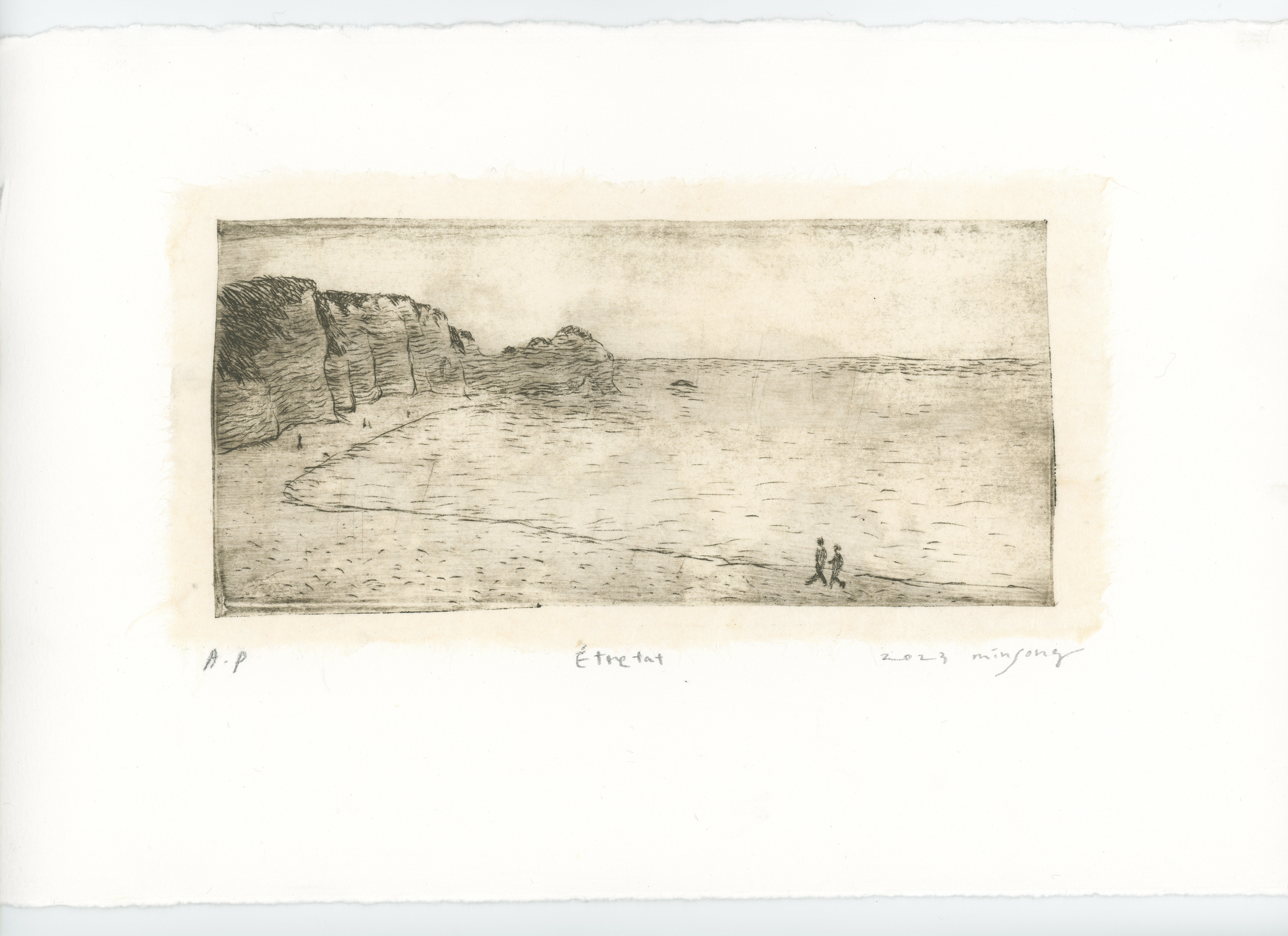 Etretat_ething on hanji and paper_9x19cm_2023_