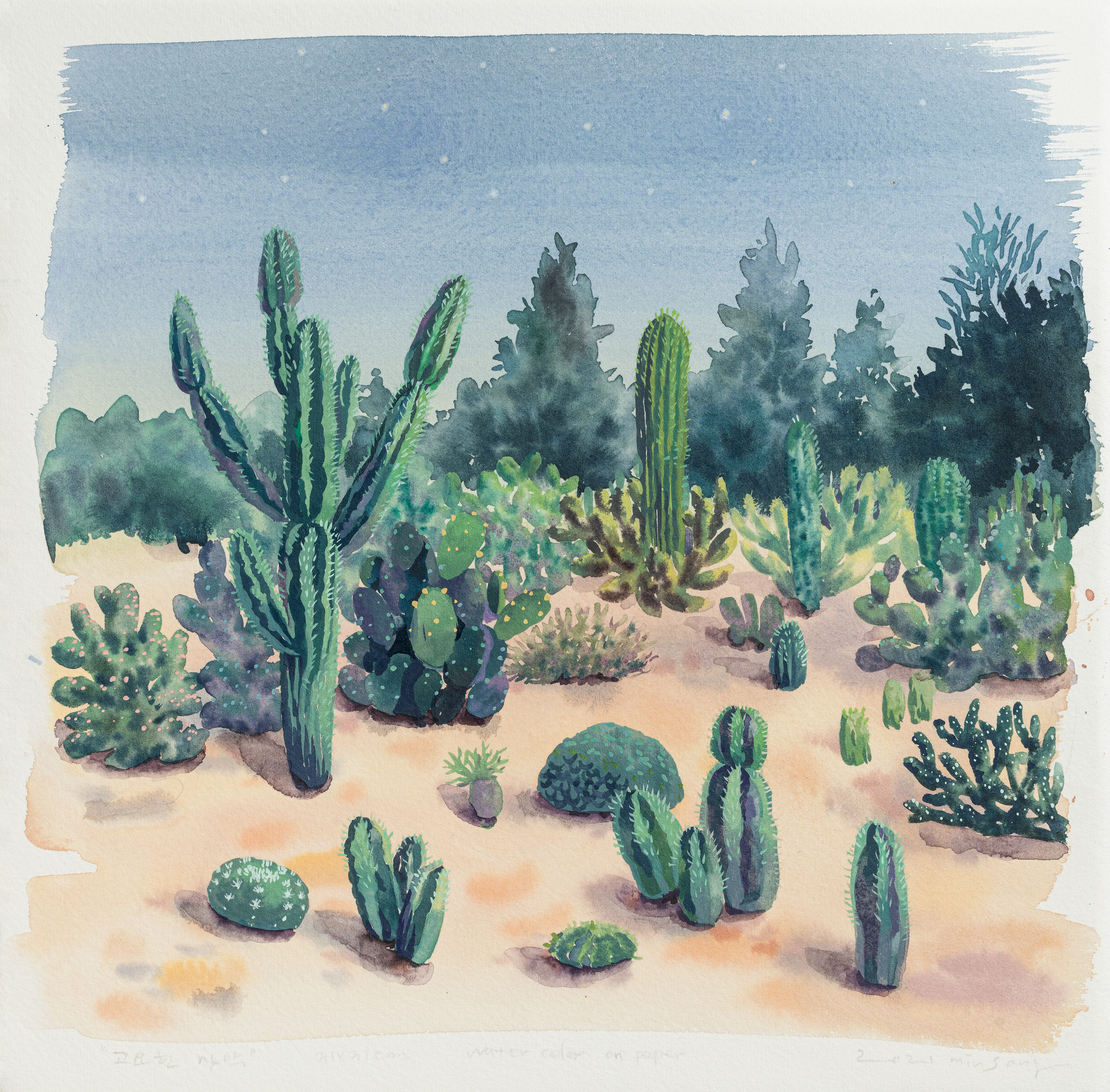 모로코의 밤(Night in Morocco)_watercolor on paper_31.0x31.0cm_2021
