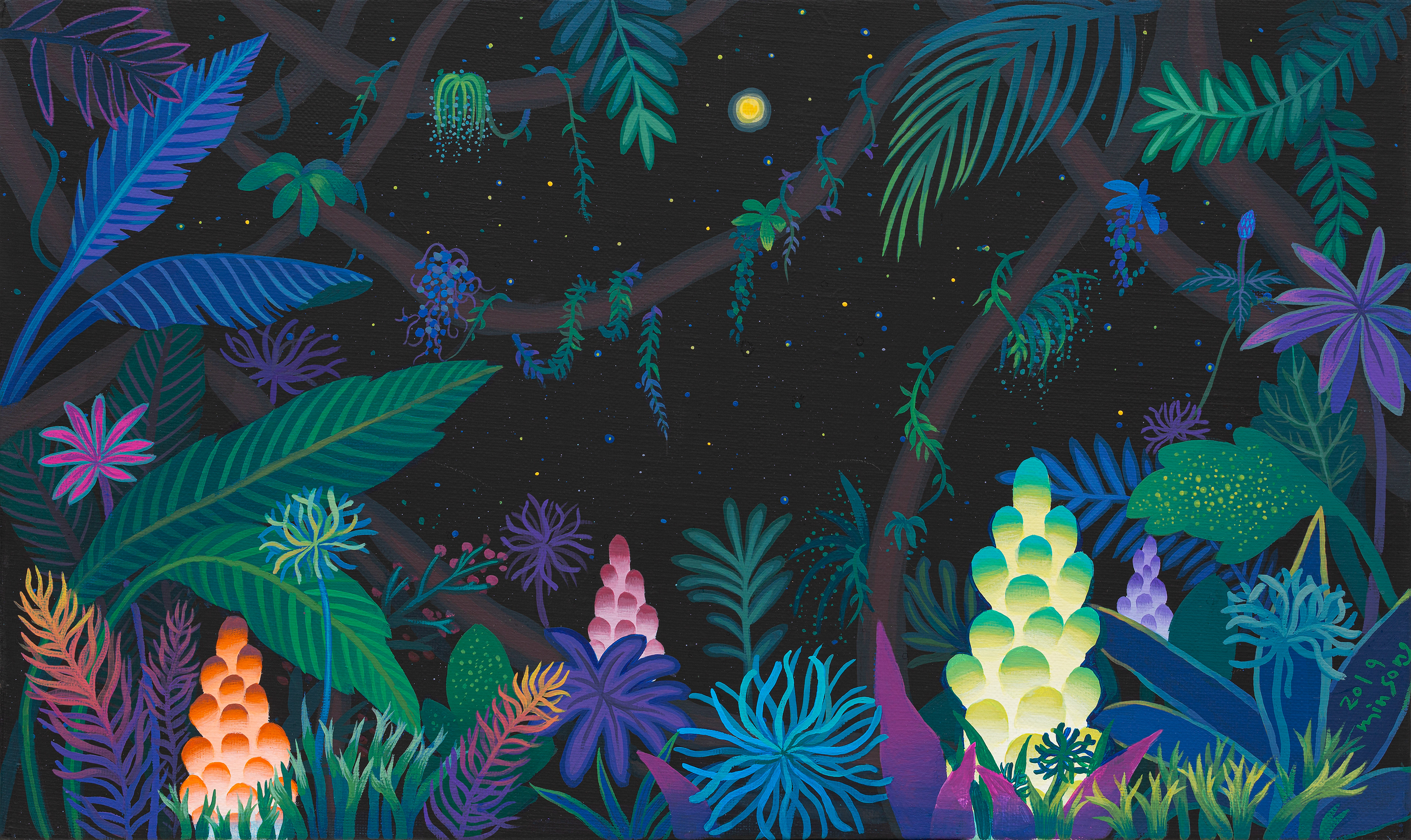 A night in the forest_acrylic on canvas_45.5x27.3cm_2019