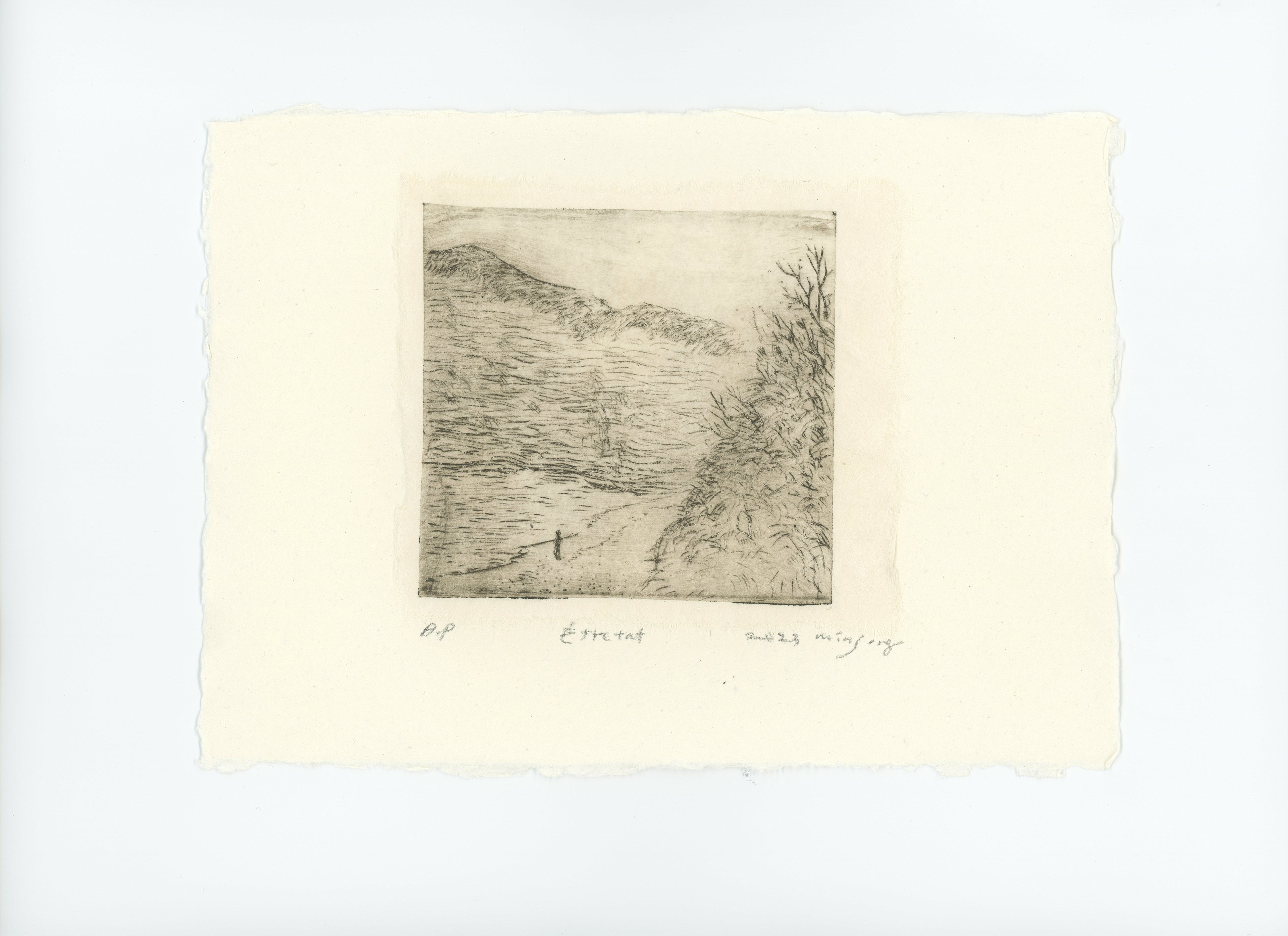 Etretat_ething on hanji and paper_9.0x9.5cm_2023_