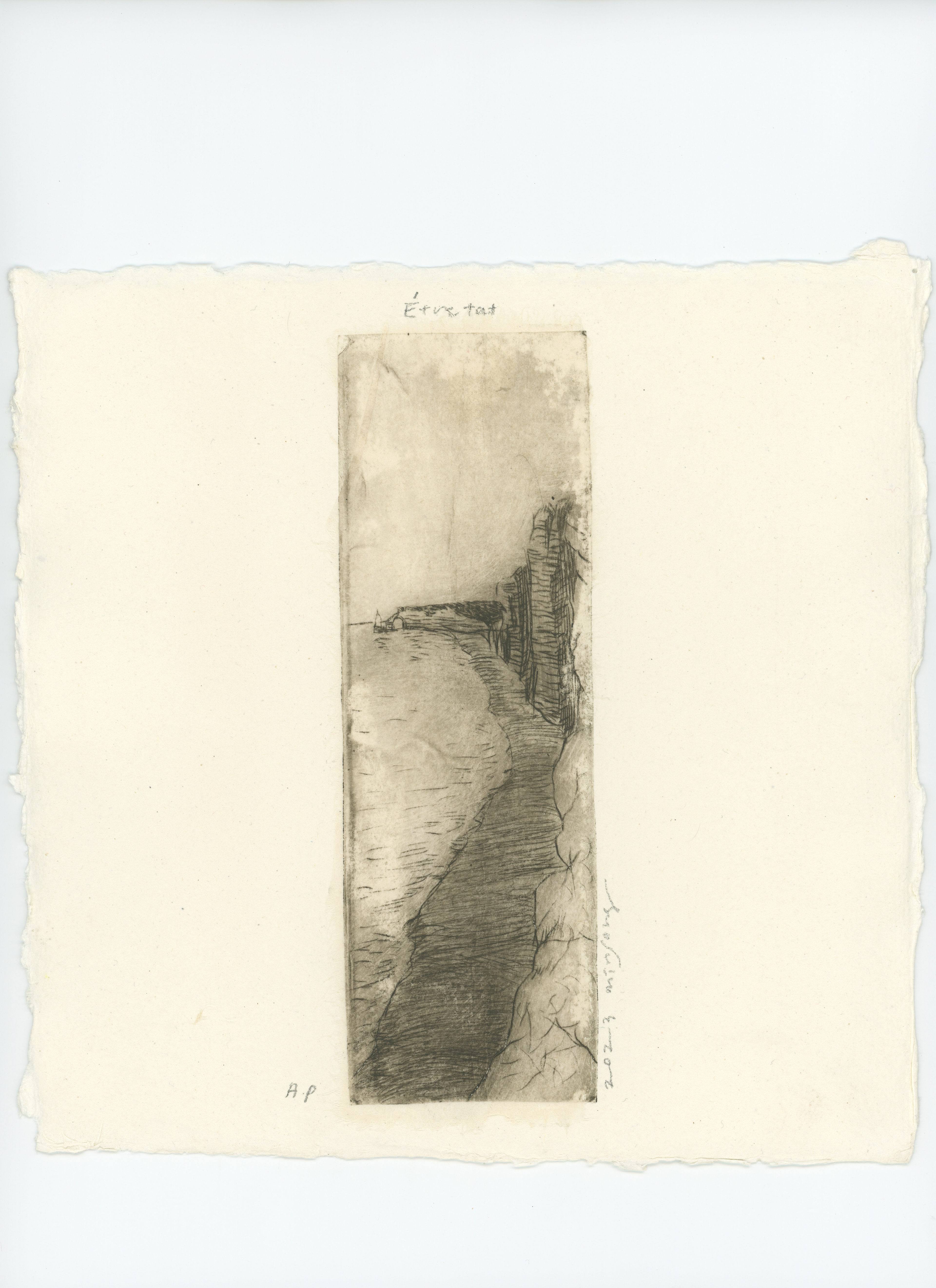Etretat_ething on hanji and paper_18x5.5cm_2023_
