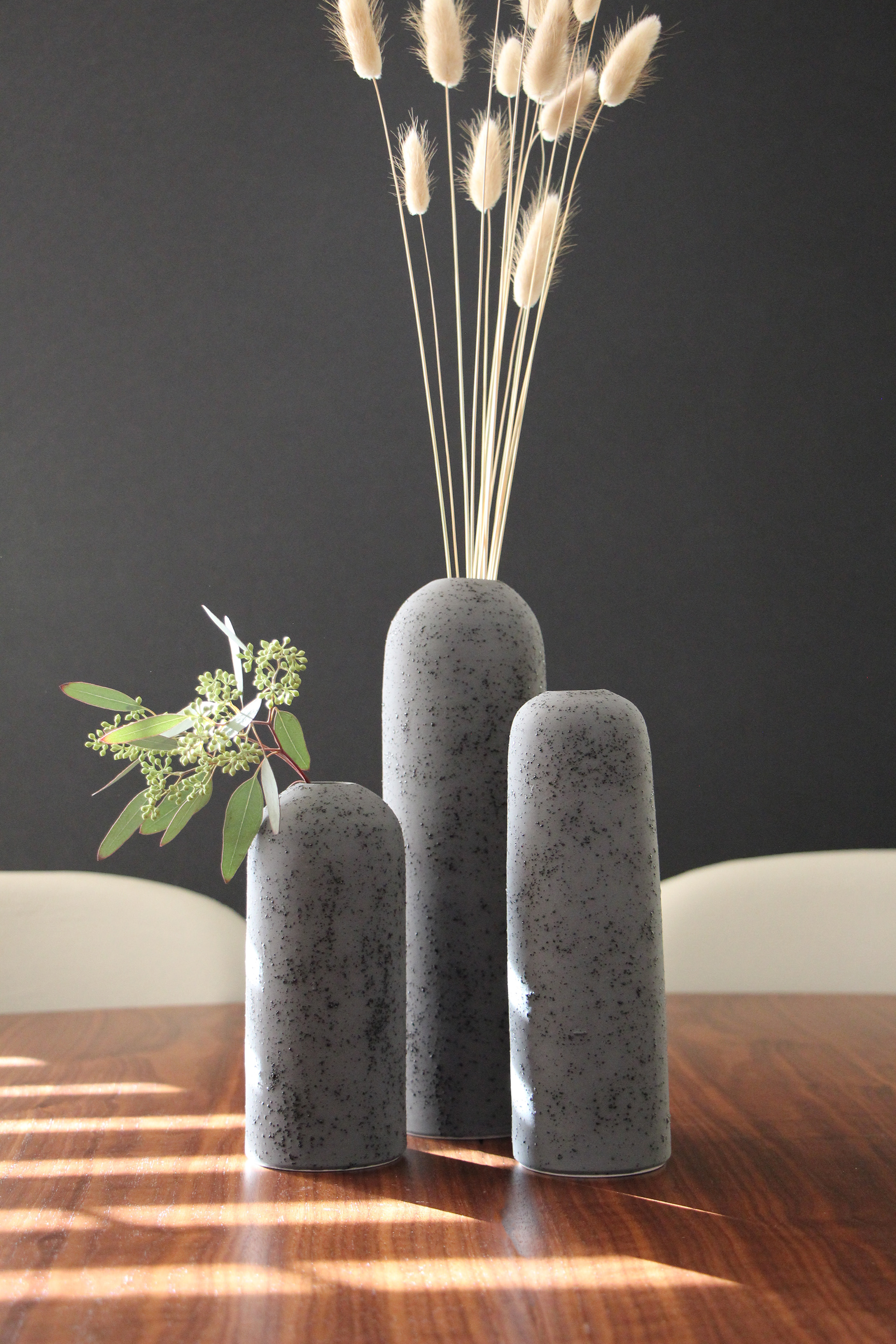 thrown vases, specialty matte glaze, Collection of Sharon O'Rourke