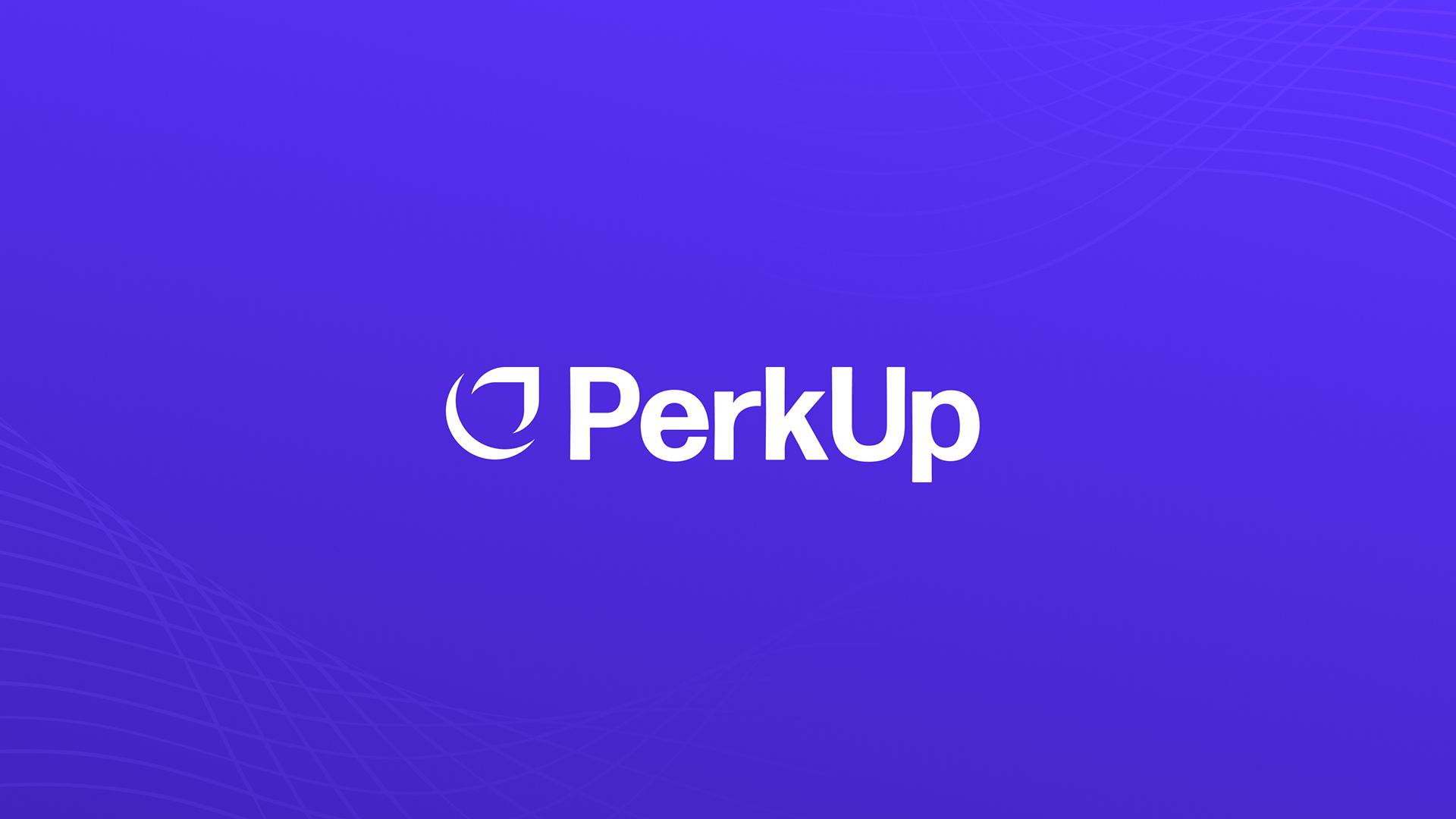 PerkUp white logo in Indigo background