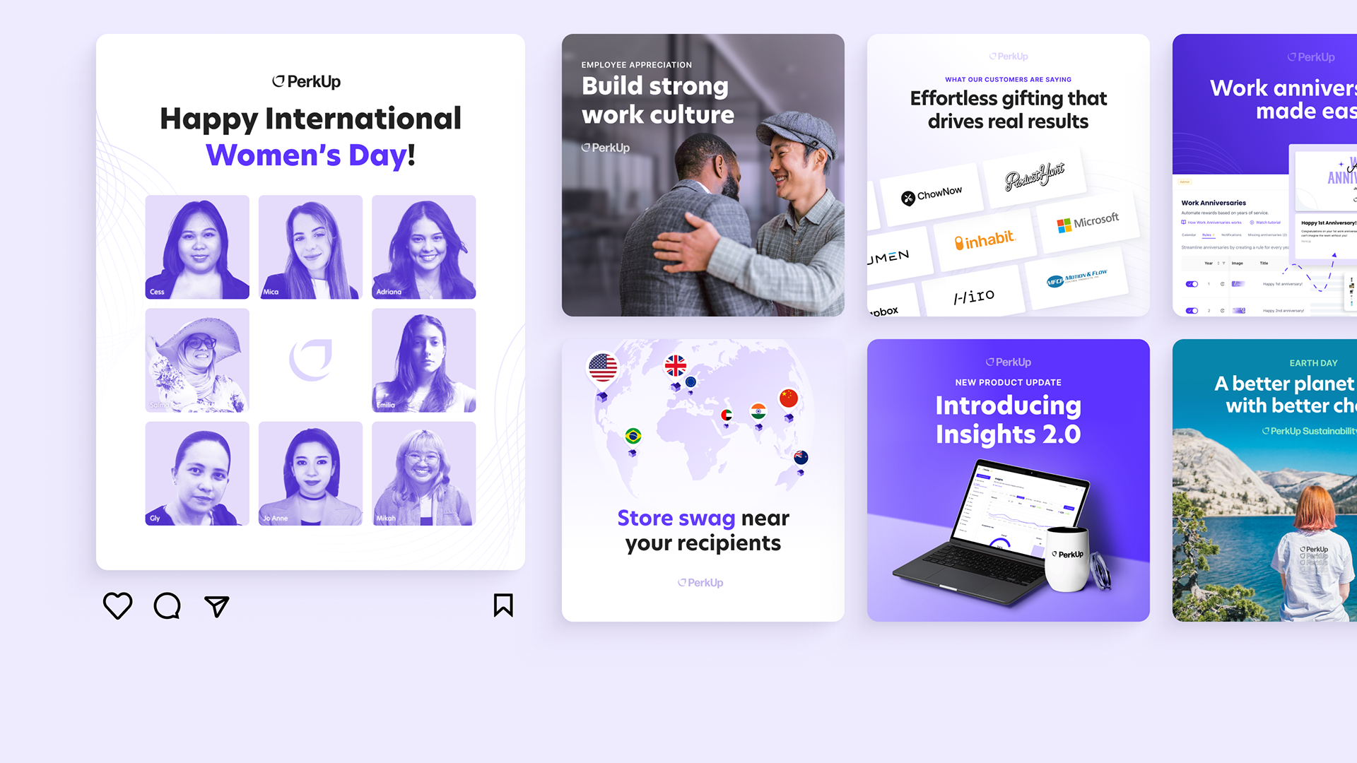 Graphic assets for PerkUp's social media posts