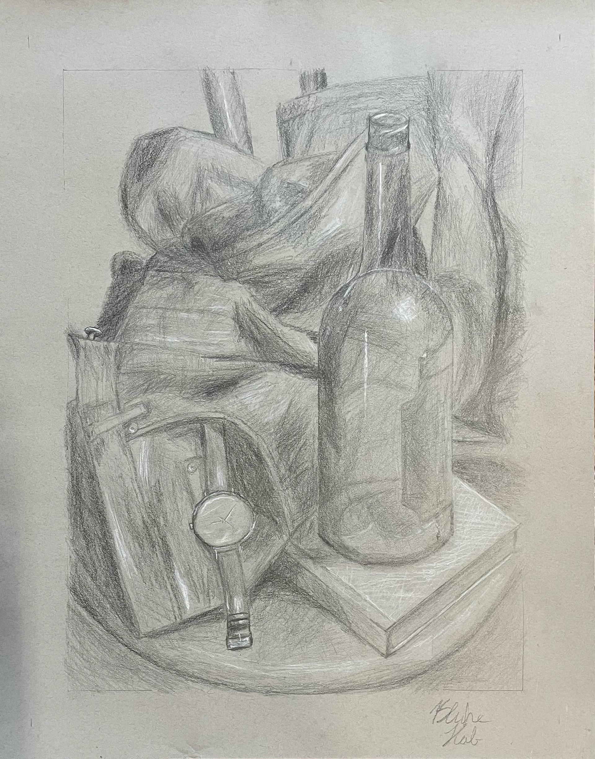 Still Life of The Evening (Graphite and White Charcoal)