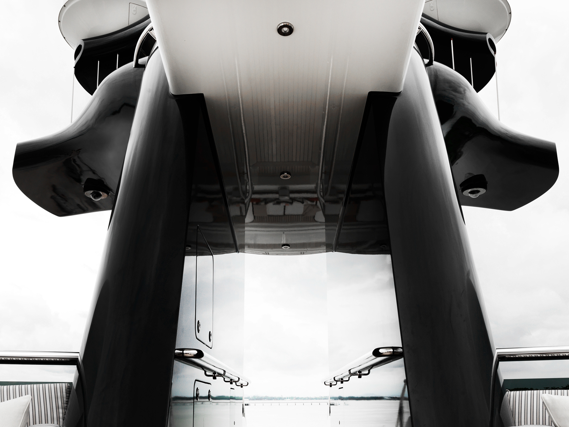 Exterior art design luxury of the megayacht.