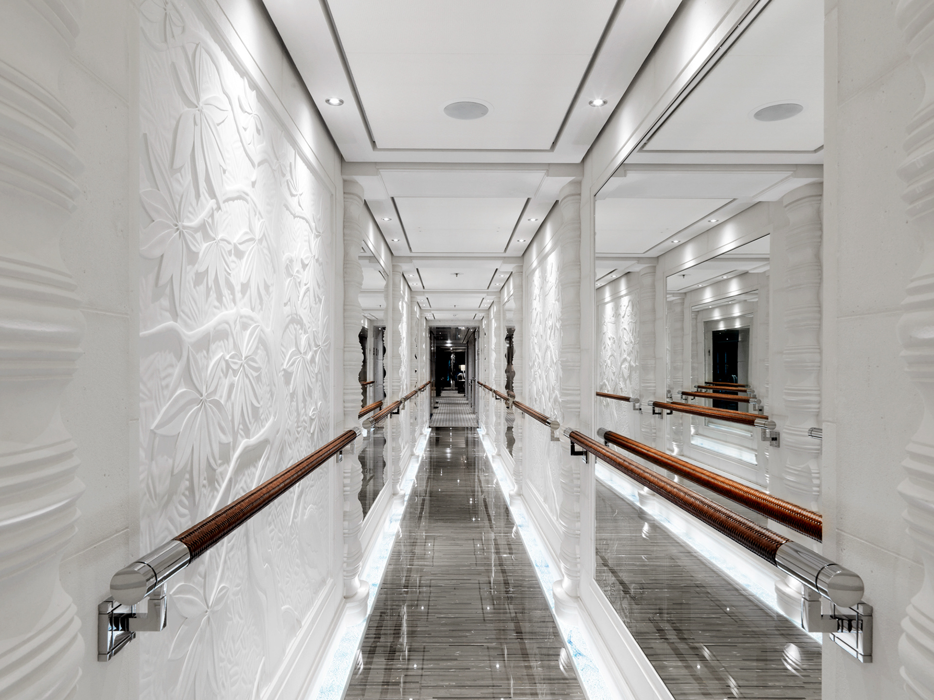 Interior art design luxury of the megayacht.