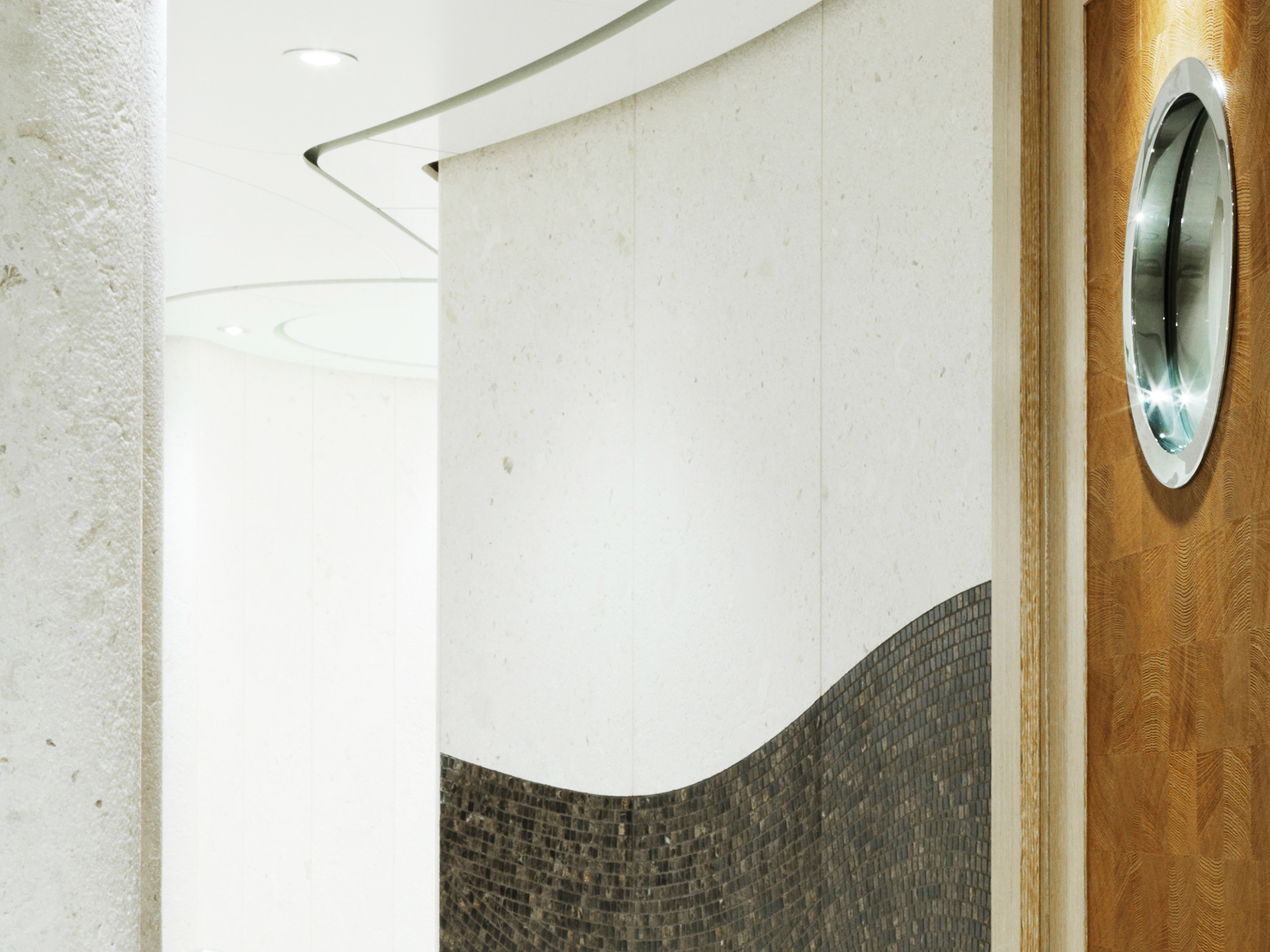 Interior art design luxury of the superyacht.