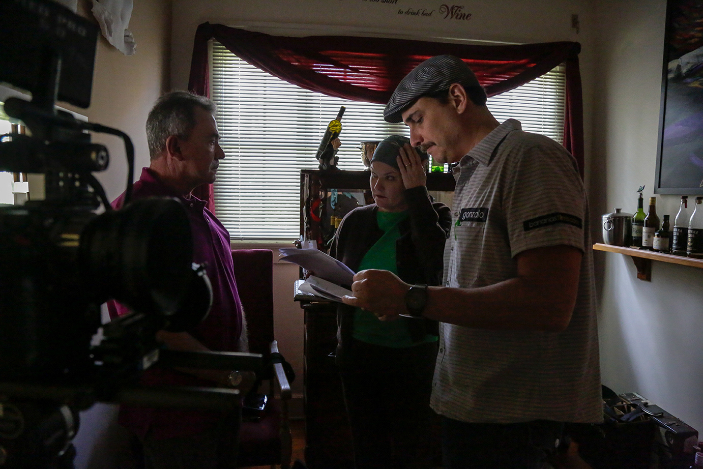 On set on "Love and Interest" film.