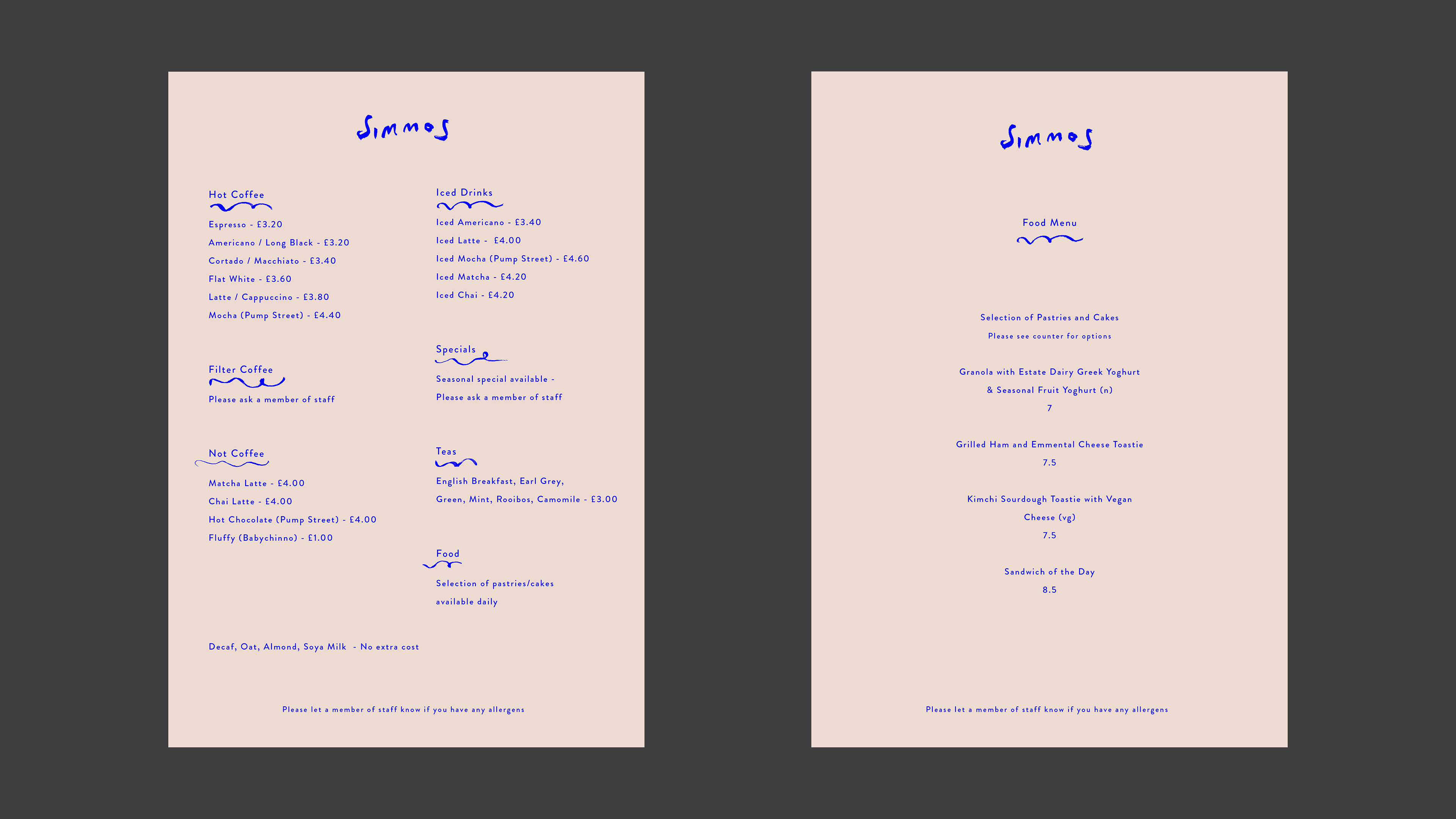 Simmos menu designs by HA-AH Design