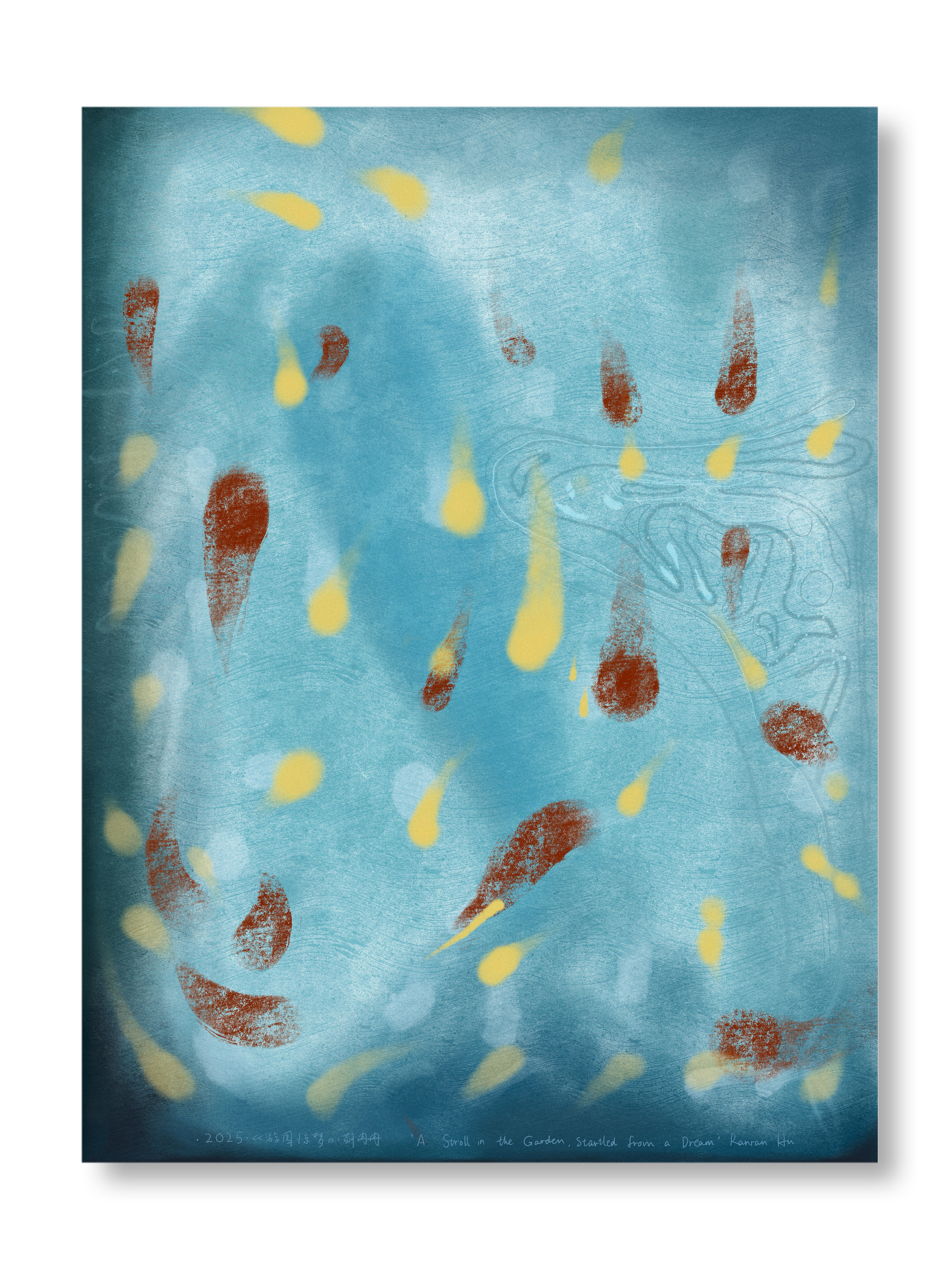 A Stroll in the Garden, Started from a Dream, digital painting,  Inkjet print on Japanese natural paper, 16 × 20 in. 2025 Price(framed): $390