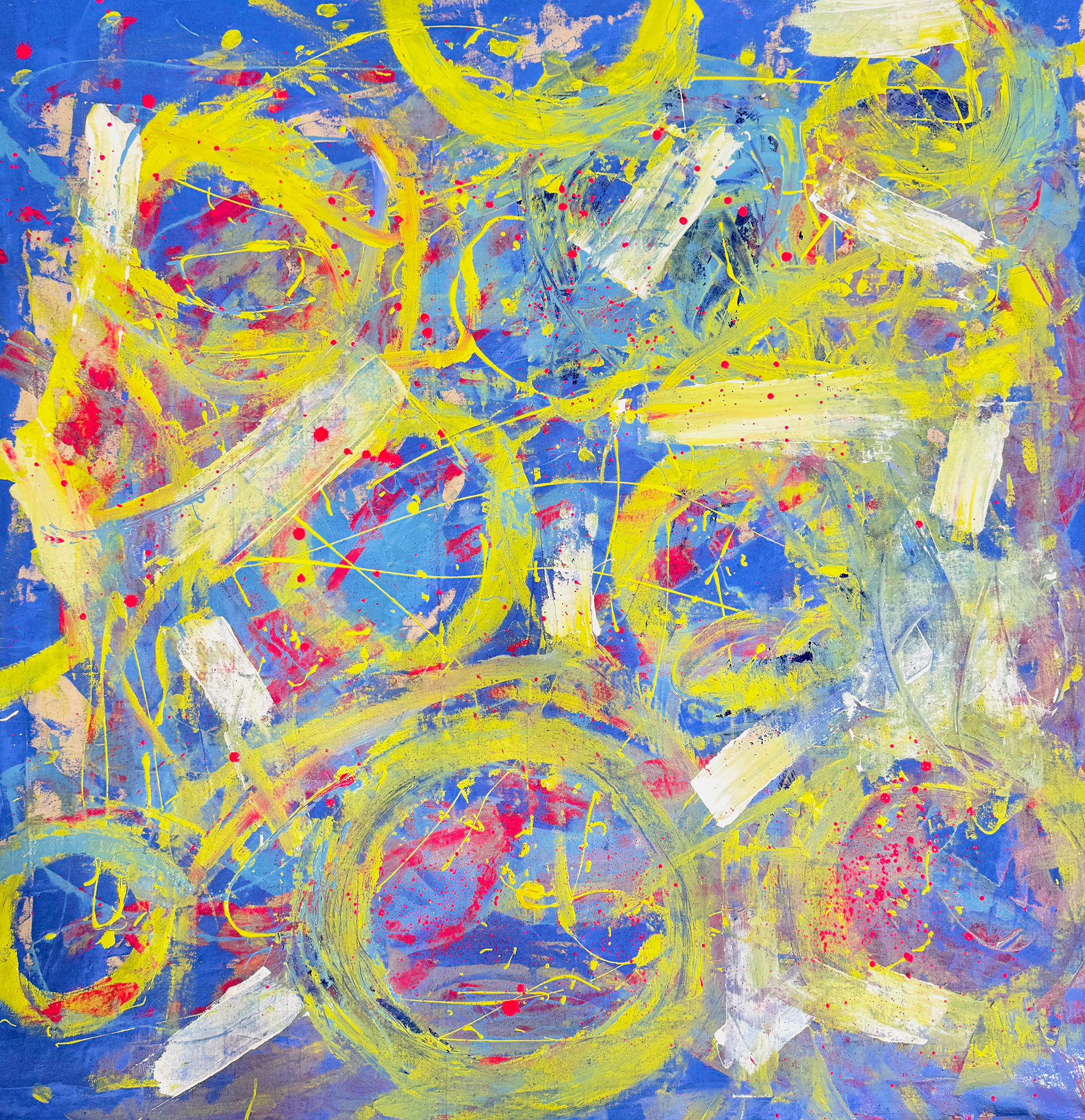 Untitled, 4 x 4 feet, House paints and acrylic on canvas, 2025.