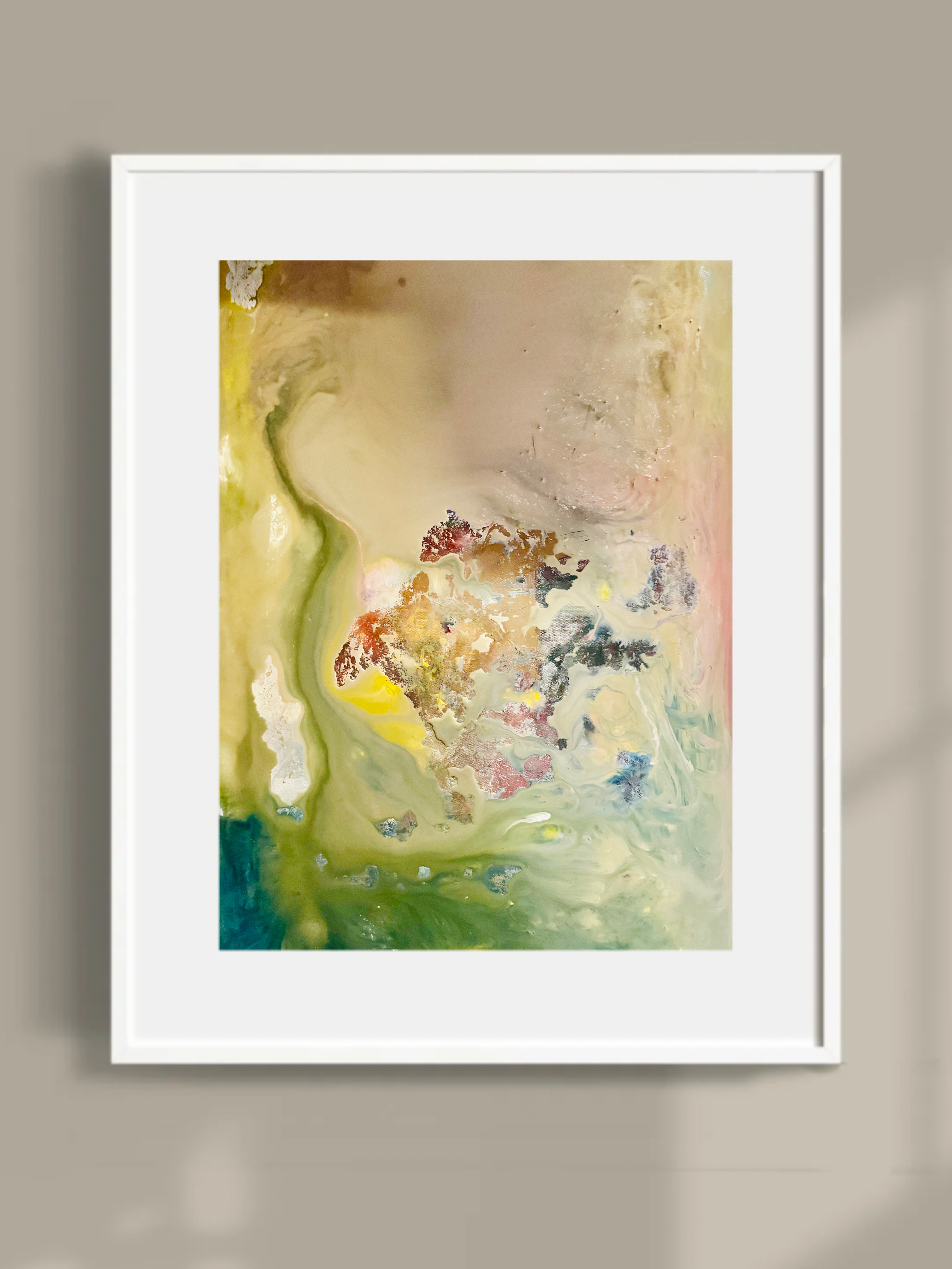 SOLD.Rock, Abstract Painting, Oil, acrylic, and water on canvas, 24 × 36 in. 2025.