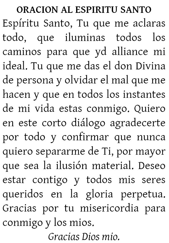 Oracion al espiritu santo