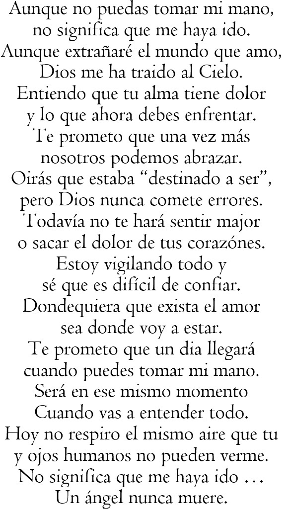 An Angel Never Dies (Adult - Spanish)