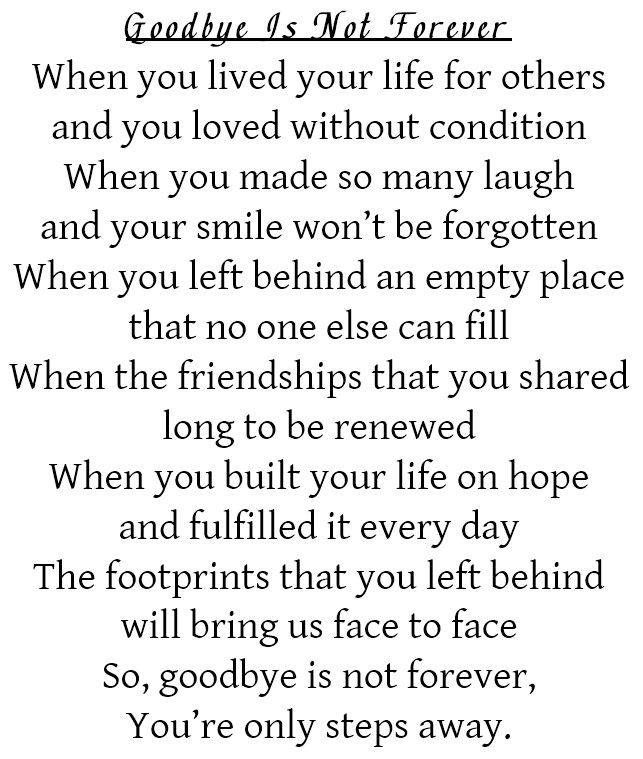 Goodbye Is Not Forever