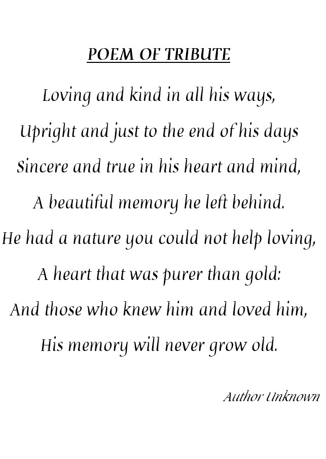 Poem of Tribute