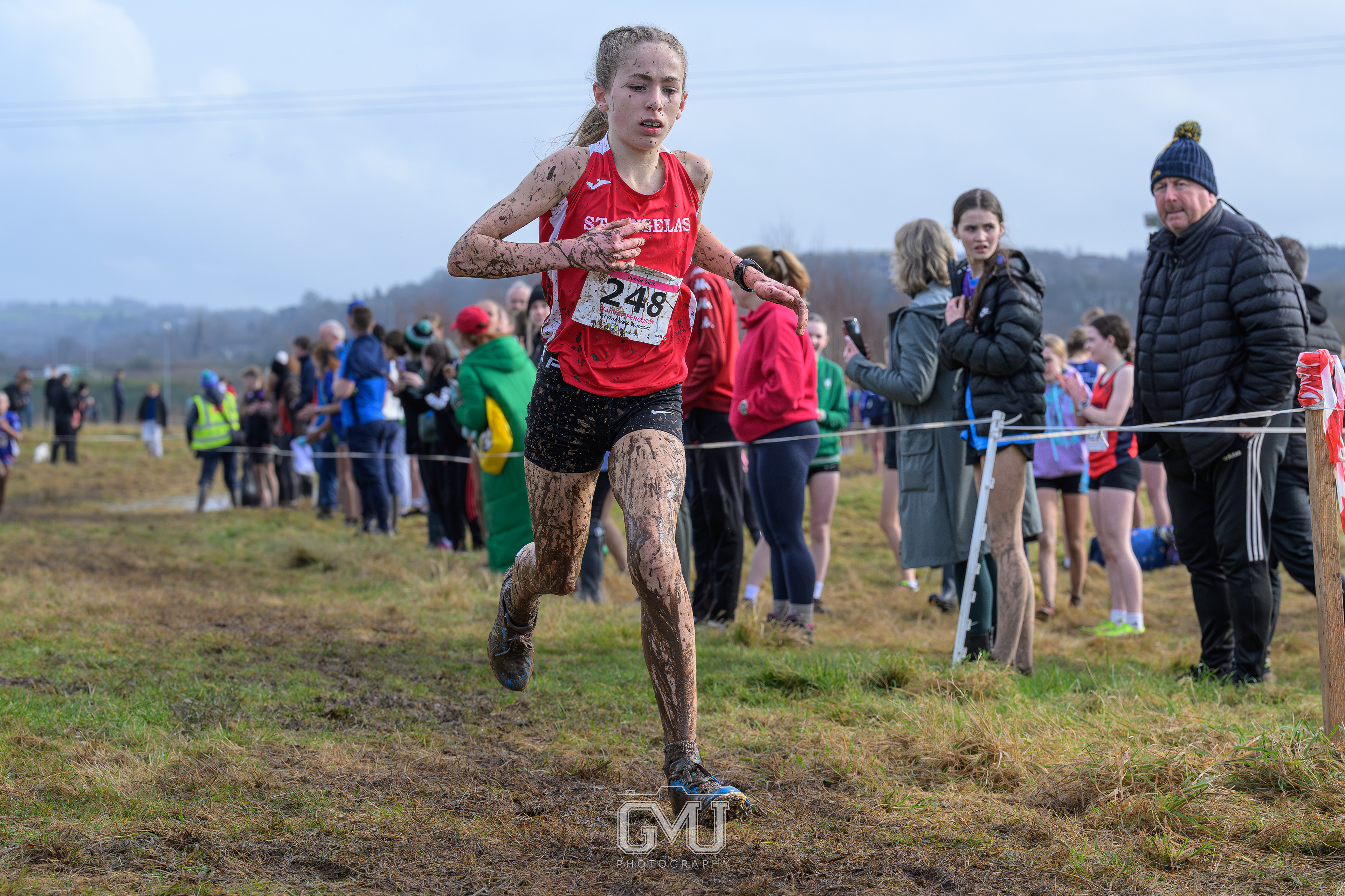 Runner heading for the finish line, Munster Schools Cross Country Champs 2025, Cork