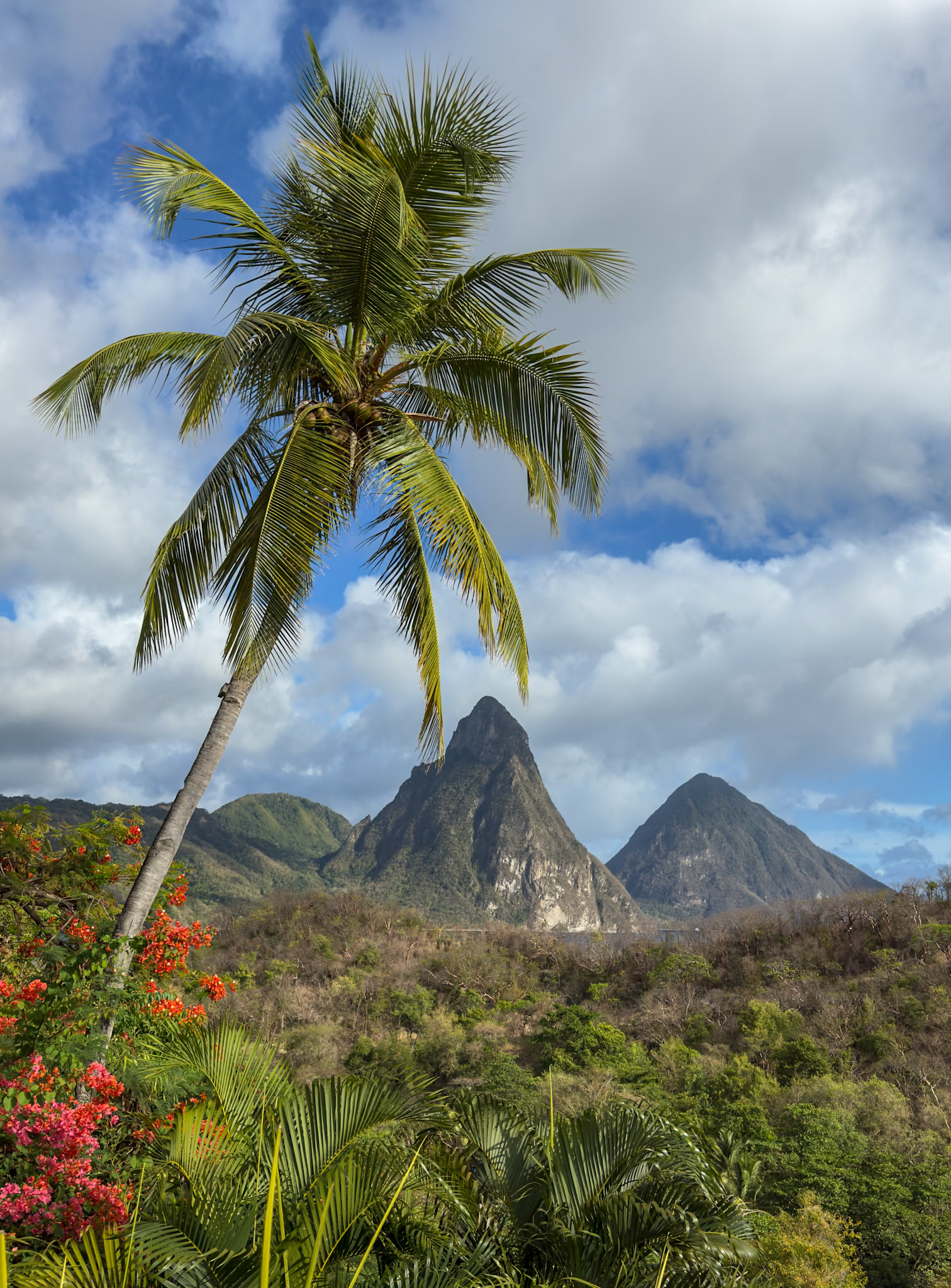 St. Lucia, Anse Chastenet, View of the Pitons from our room
