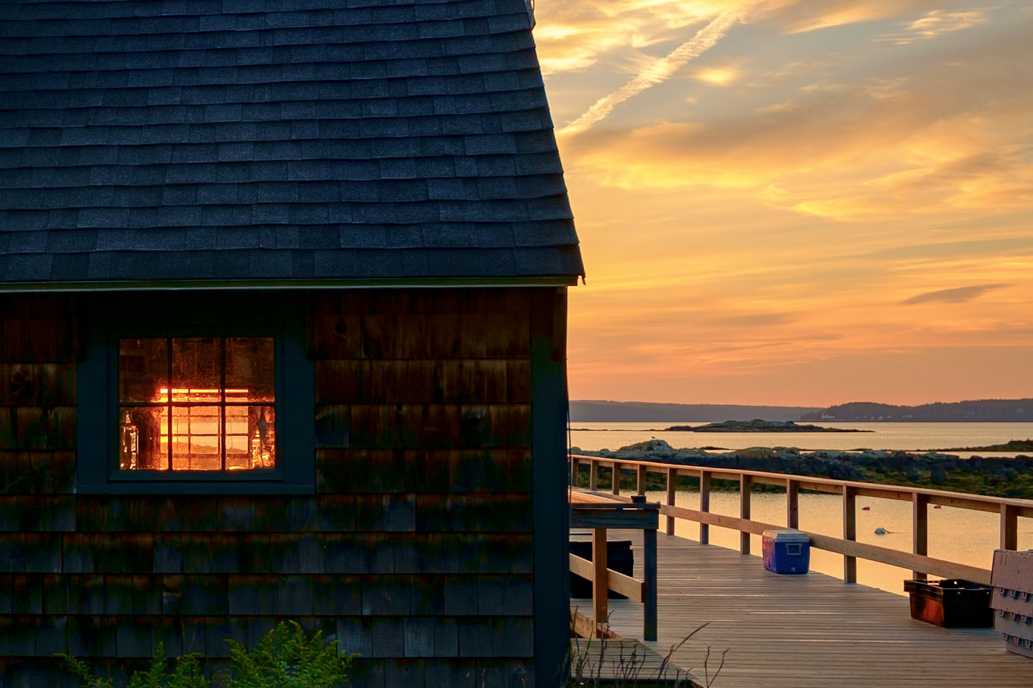 Sunrise over Stand Cove, Hiram Blake Camp