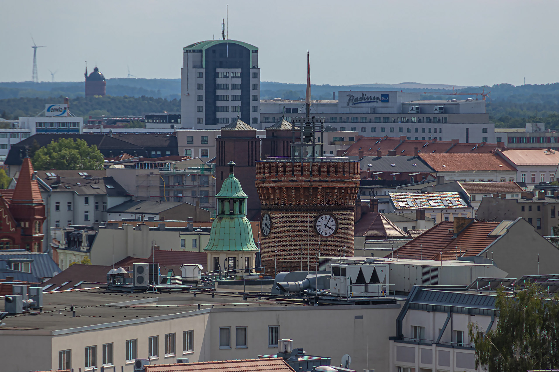 Tower "Spremberger Turm" and Radisson Blu Hotel