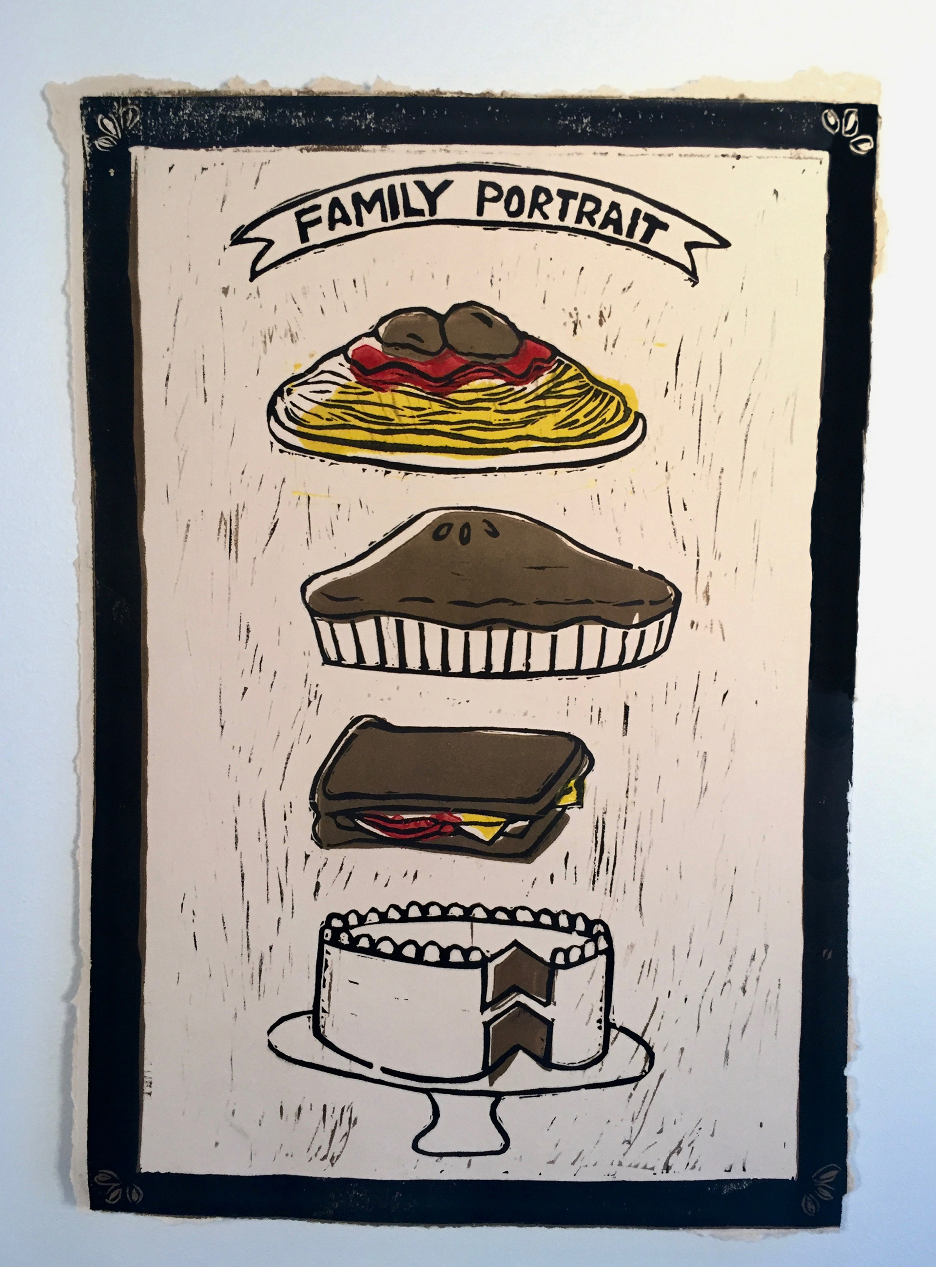 "Family Portrait" Multi-block print, 2018.