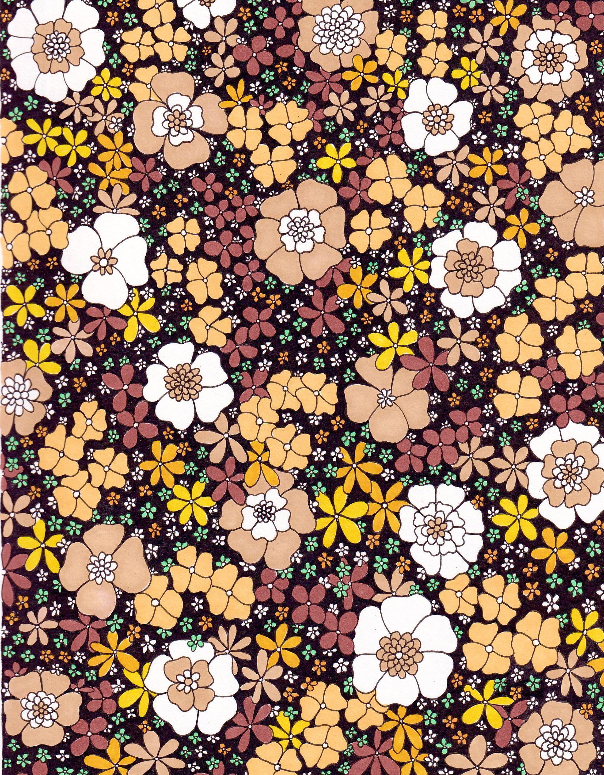 "Florals I", Marker on Bristol, 2021.