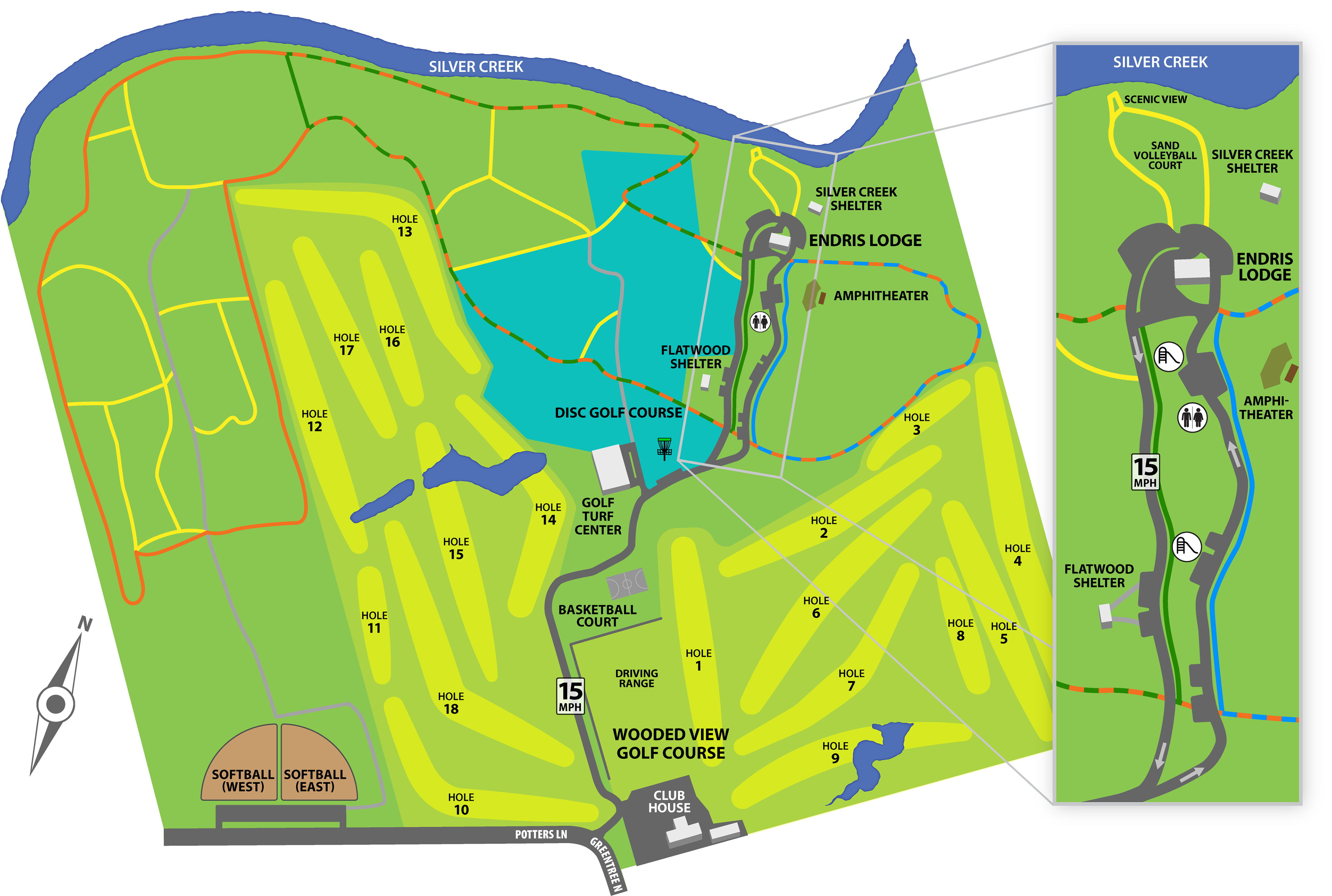 Public park map for Lapping Park in Clarksville, IN