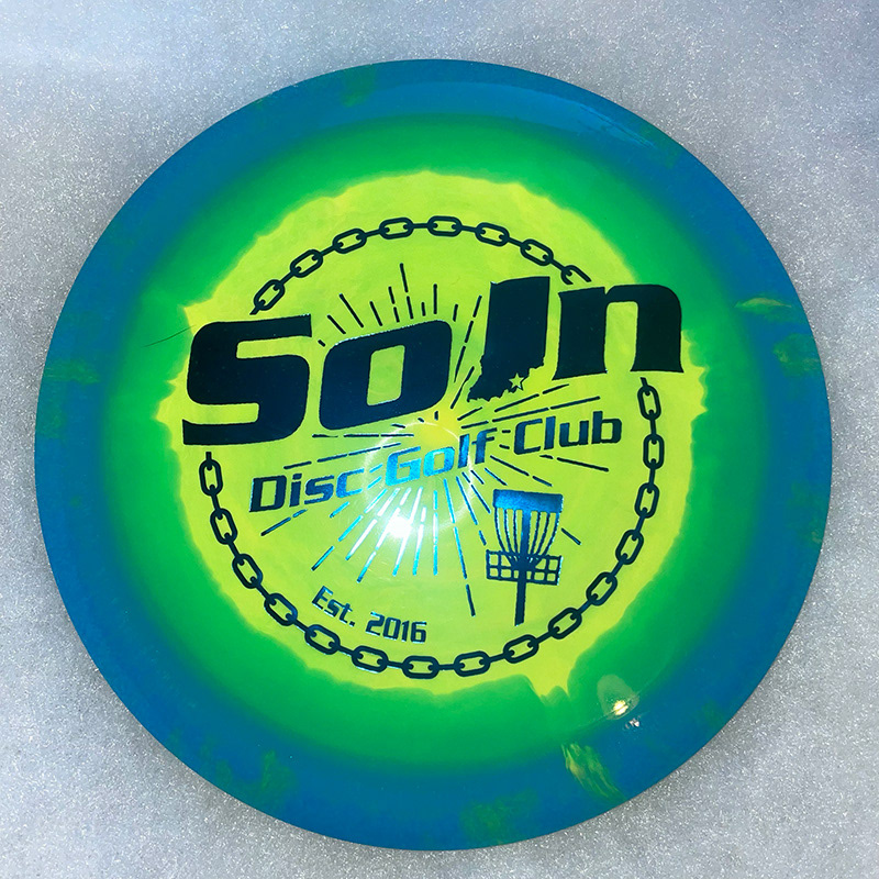 Sports club logo on frisbee