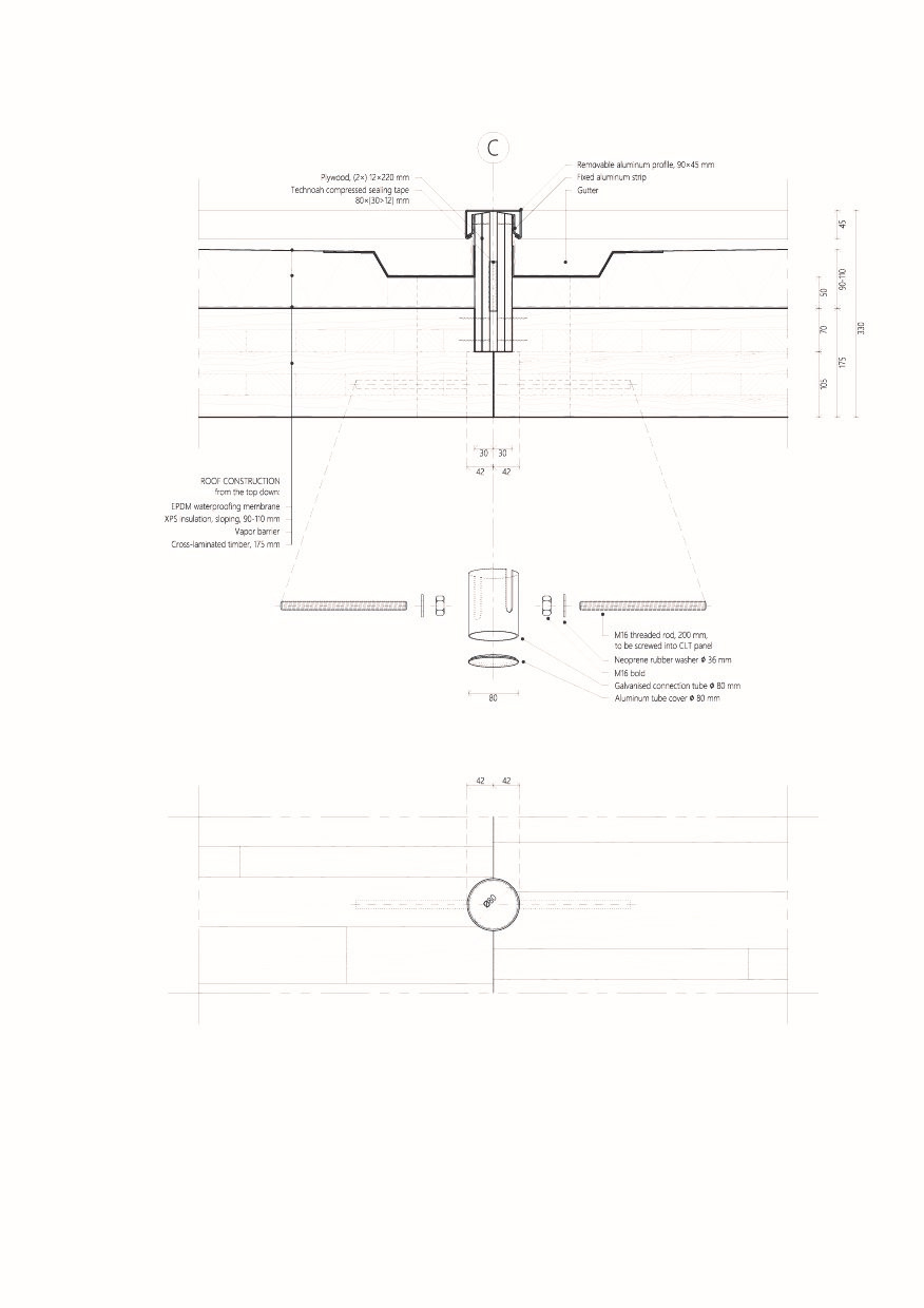 vertical detail; roof connection