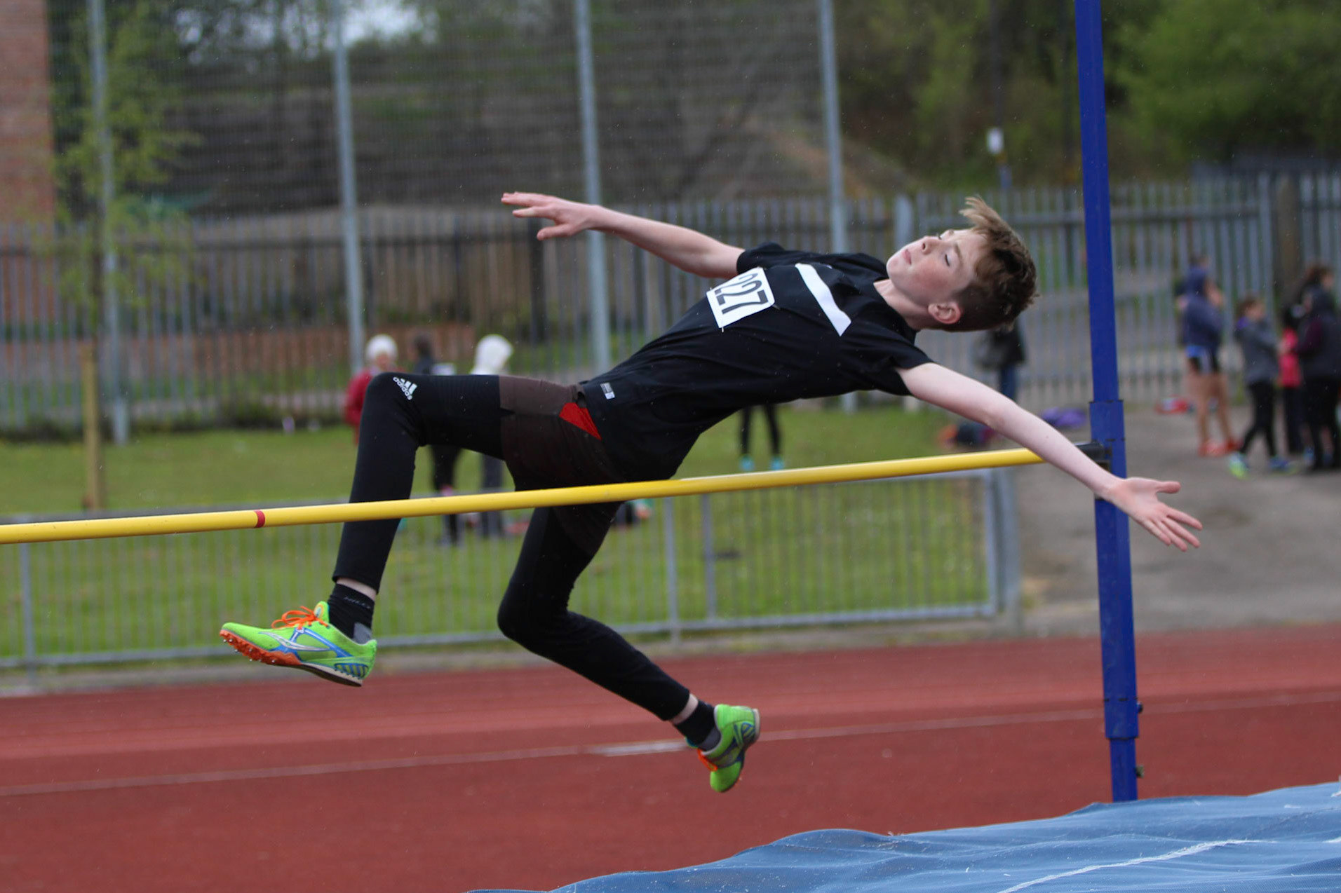 Textbook high jump style demonstrated at Youth athletics meet