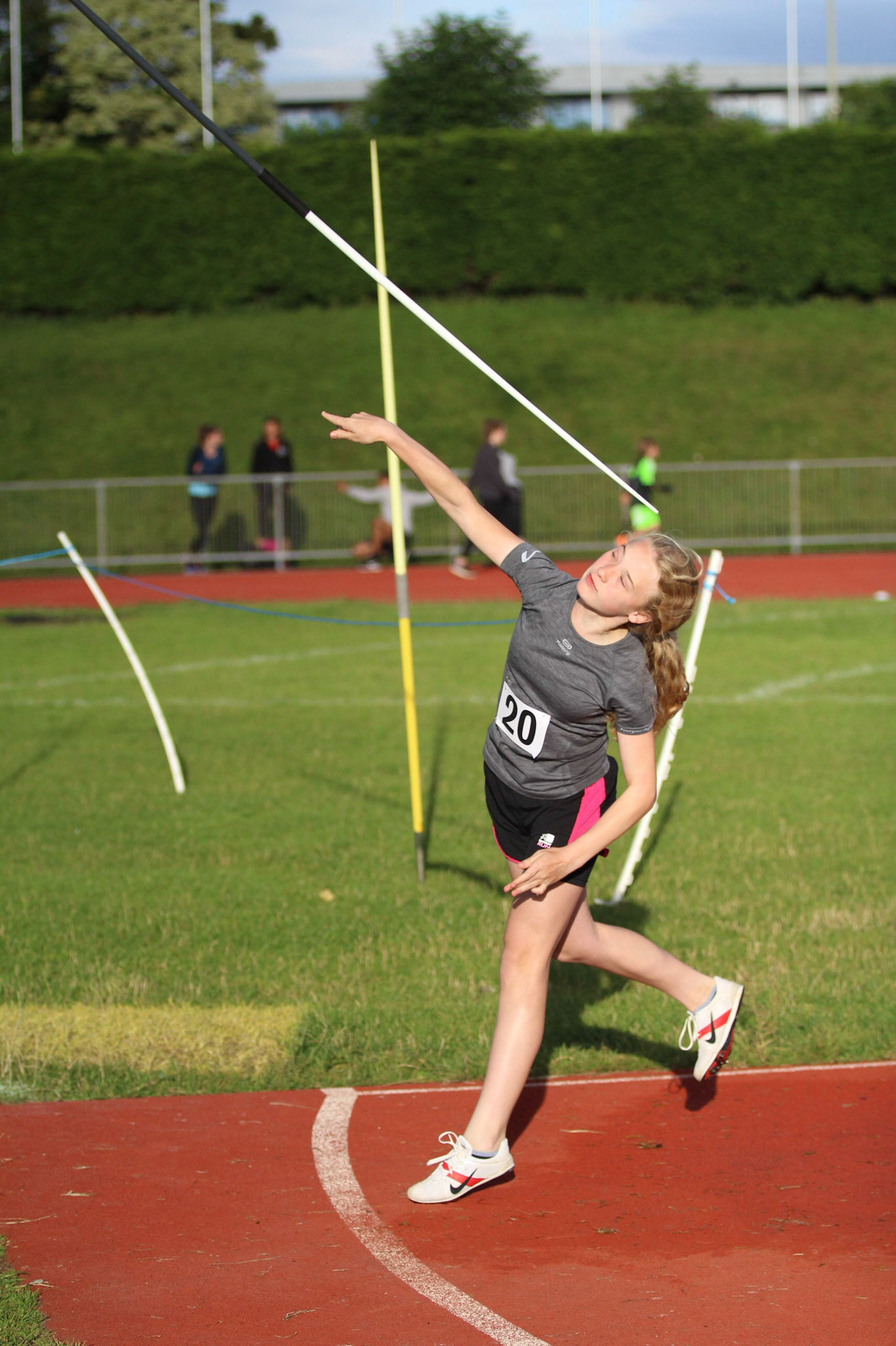 Javelin thrown in Junior meet at Prince of Wales Stadium Cheltenham