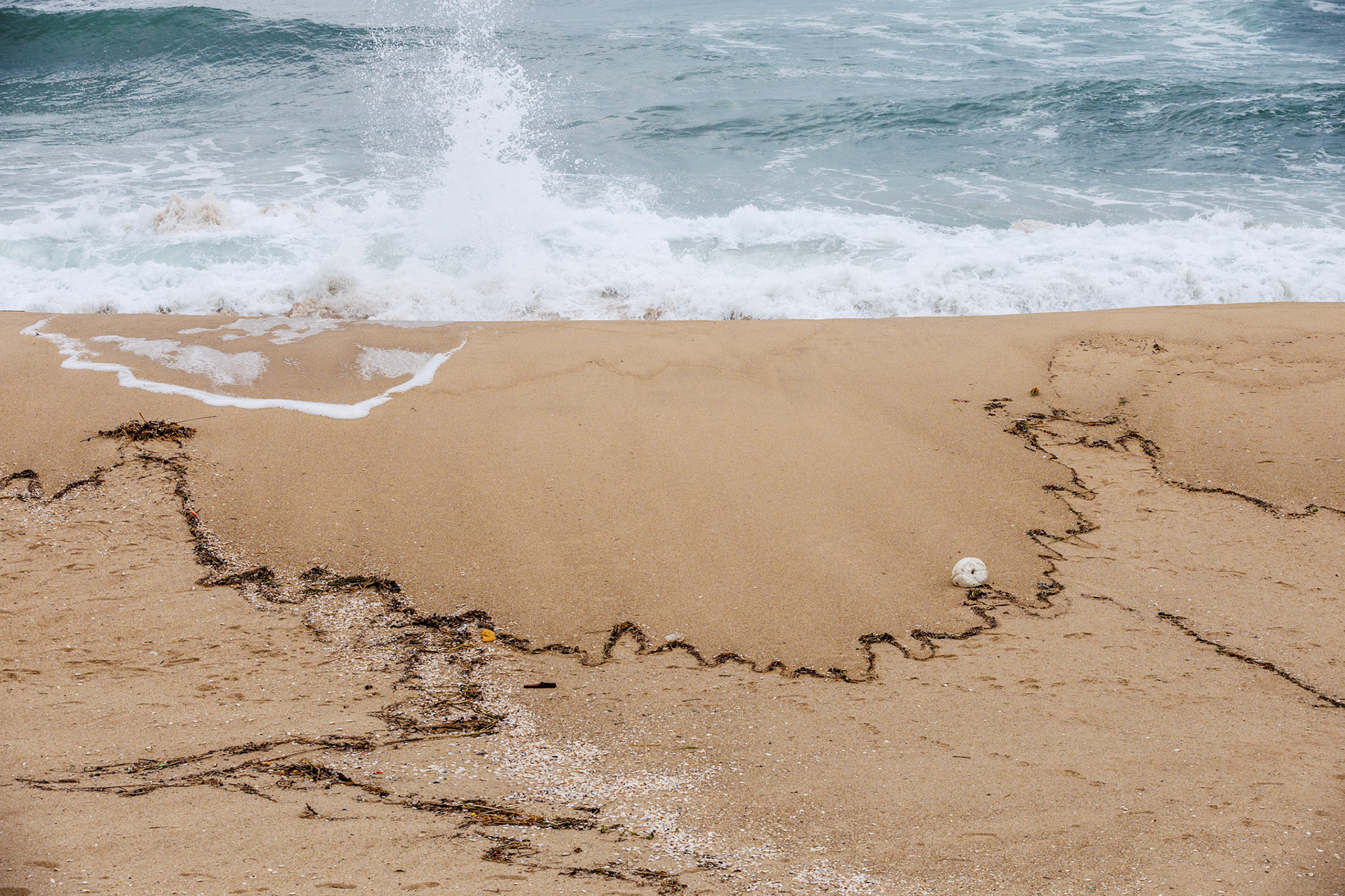 Garbage washed up by Typhoon Kanun on Gyeongpo Beach, Gangneung City, Gangwon Province, South Korea, August 12, 2023. Tropical Typhoon Kanun caused heavy rain and strong winds in most parts of the country from the 9th to the 11th. In Gangwon-do, a very strong wind blew with a maximum instantaneous wind speed of more than 80 km/h. The wave height in Gangwon-do is currently 1.5m to 4m. Matrix Images/Lee Kitae