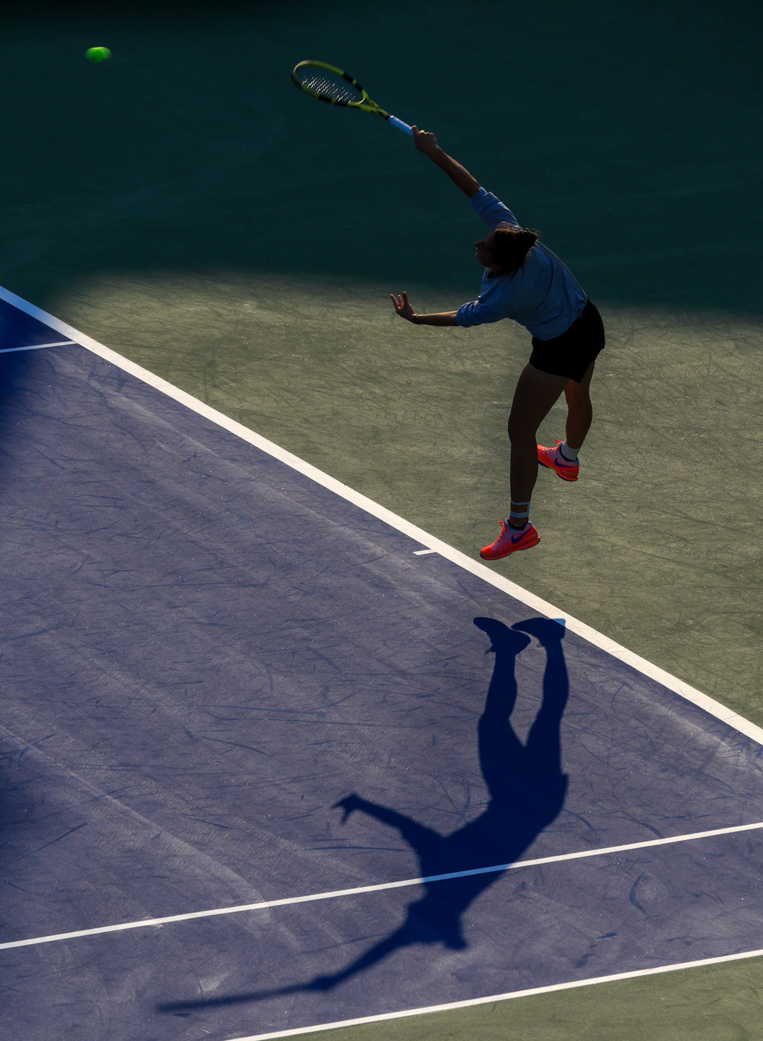 Yue Yuan of China returns to Emina Bektas of the United States during their round of singles semi-final match at the Hana Bank Korea Open Tennis Tournament at the Olympic Park Tennis Court in Seoul, South Korea, on October 14, 2023. Matrix Images / Lee Kitae