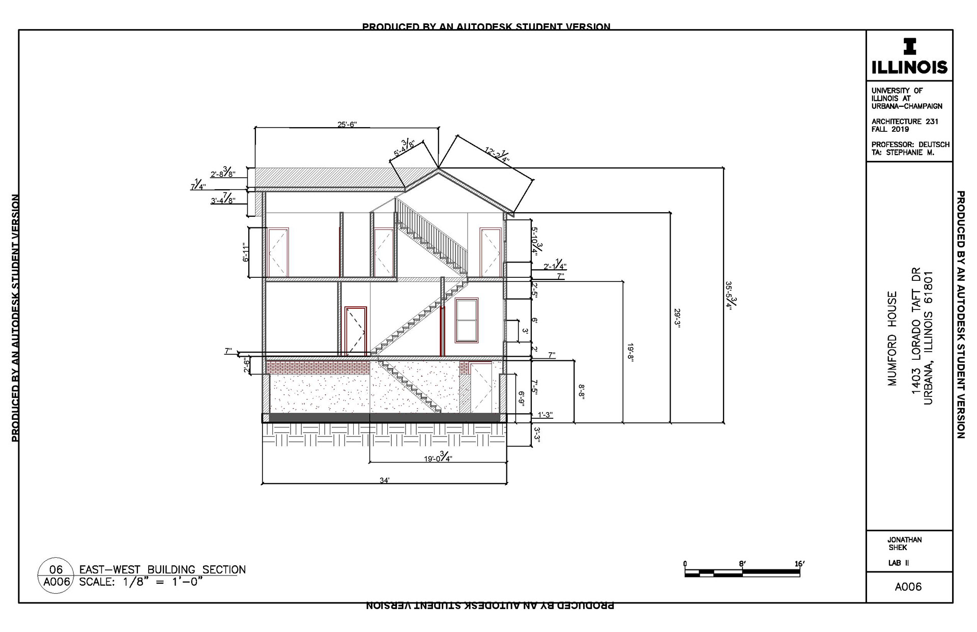 Mumford House East-West Section