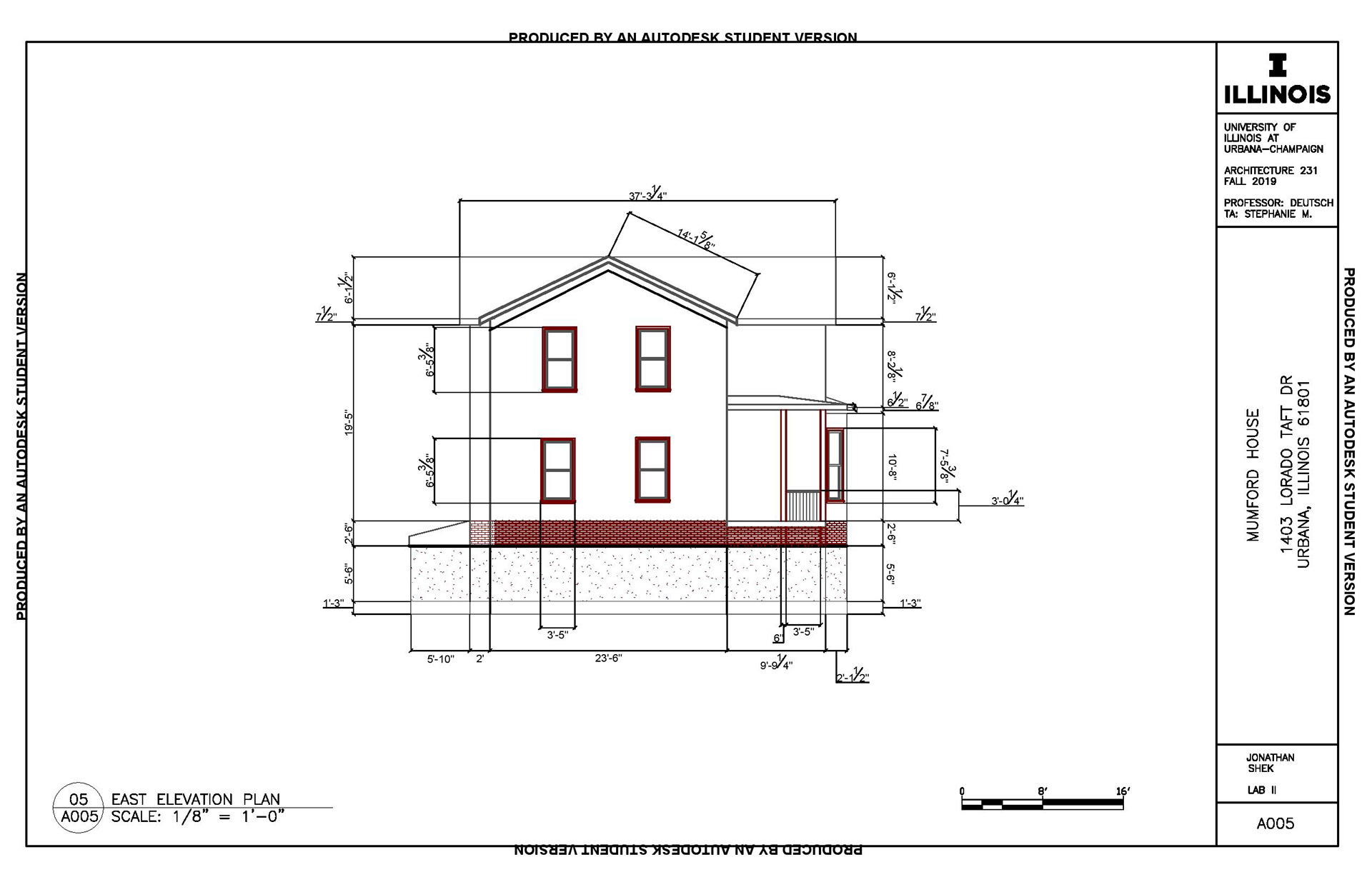 Mumford House East Elevation