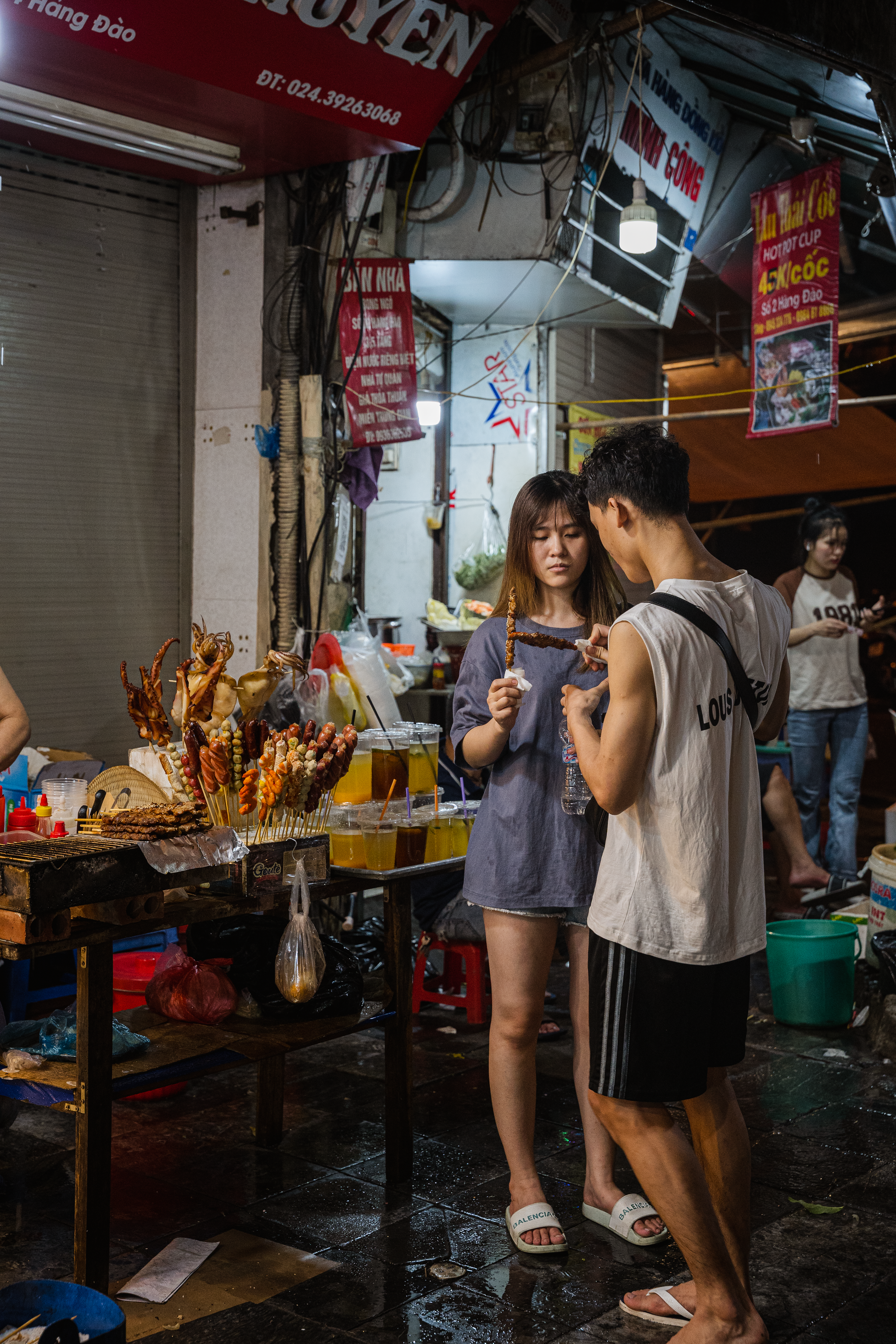 As soon as the rain let up, street vendors were back out to sell their products.
