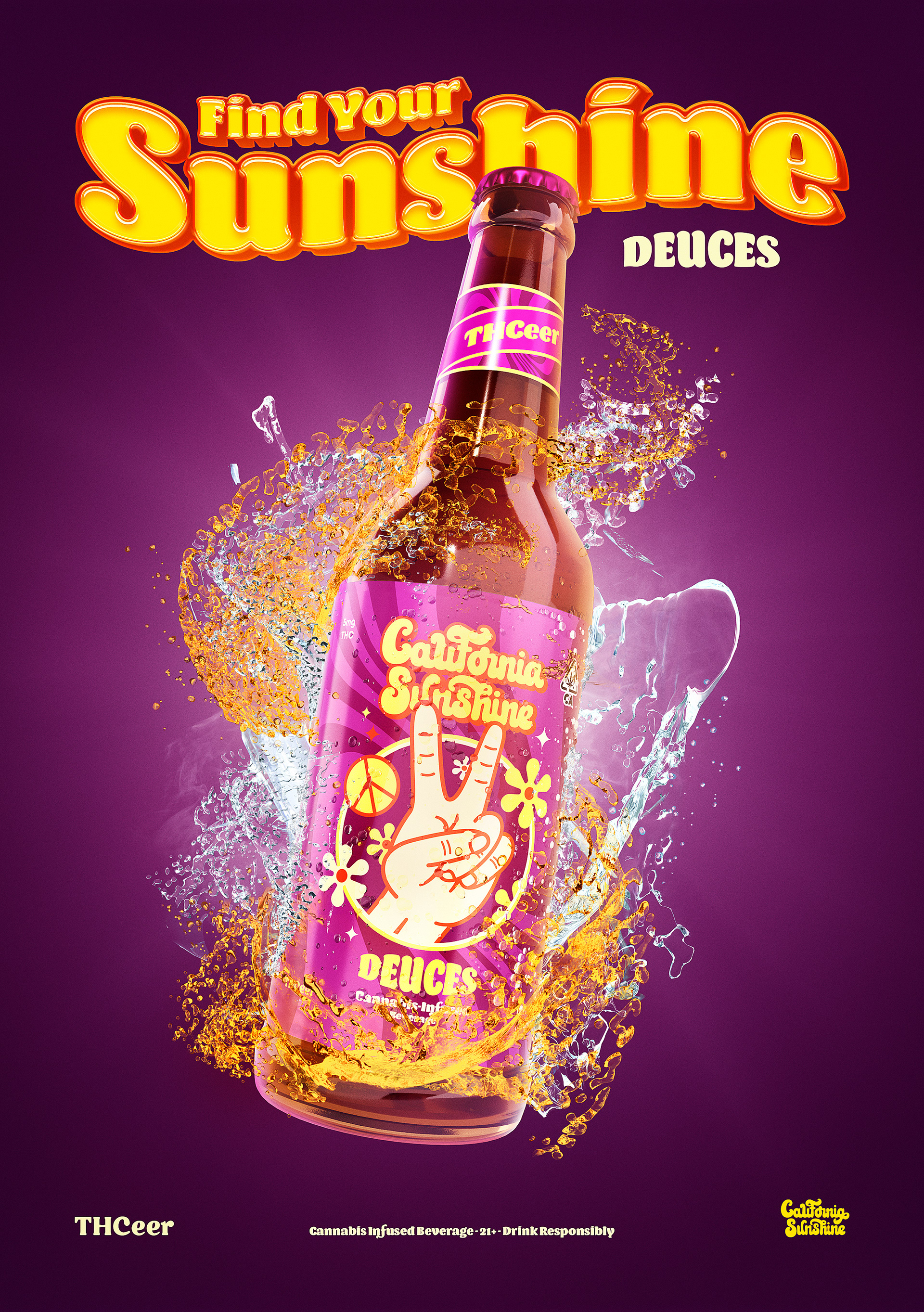California THC Marijuana Beer Beverage Brewery Graphic Design Brand Identity by Jeffrey Dirkse