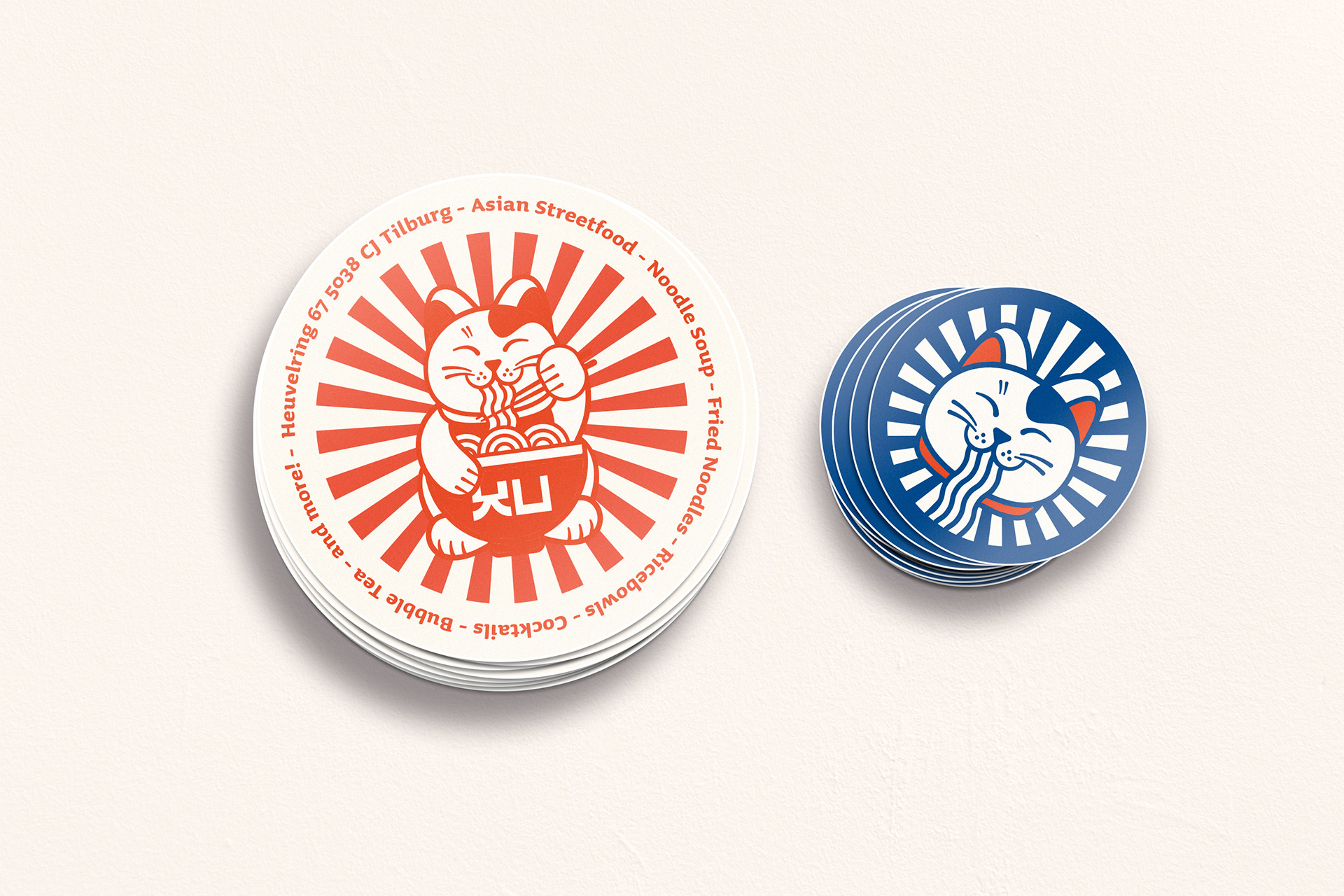 Xu Noodle Bar Lucky Cat Logo Brand Identity Ramen Noodles Restaurant Logo Design by Jeffrey Dirkse