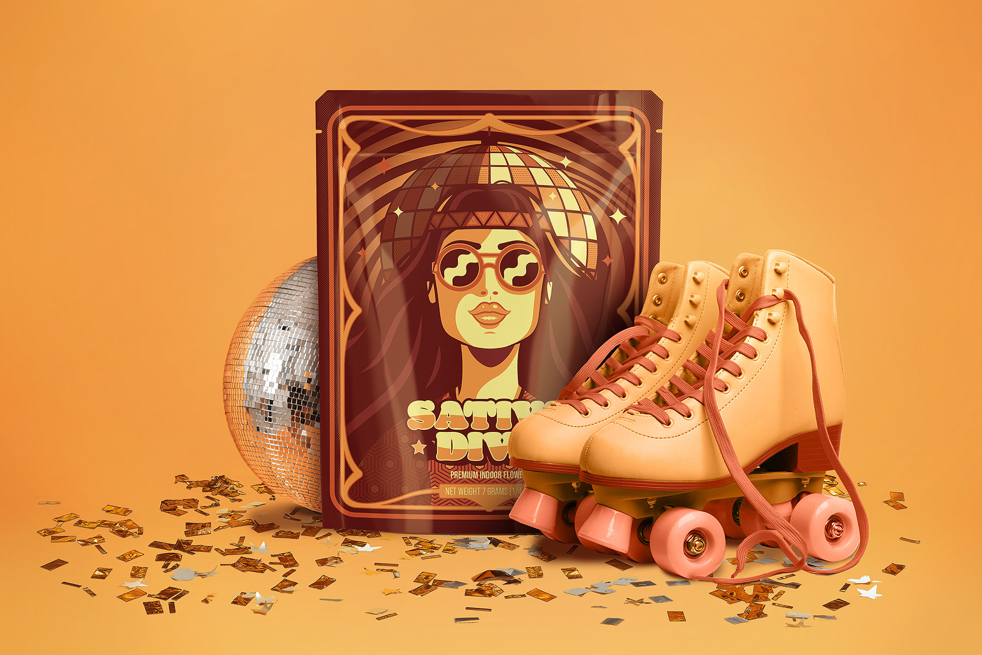 Sativa Diva Cannabis Weed THC Groovy Disco California Los Angeles Design by Jeffrey Dirkse