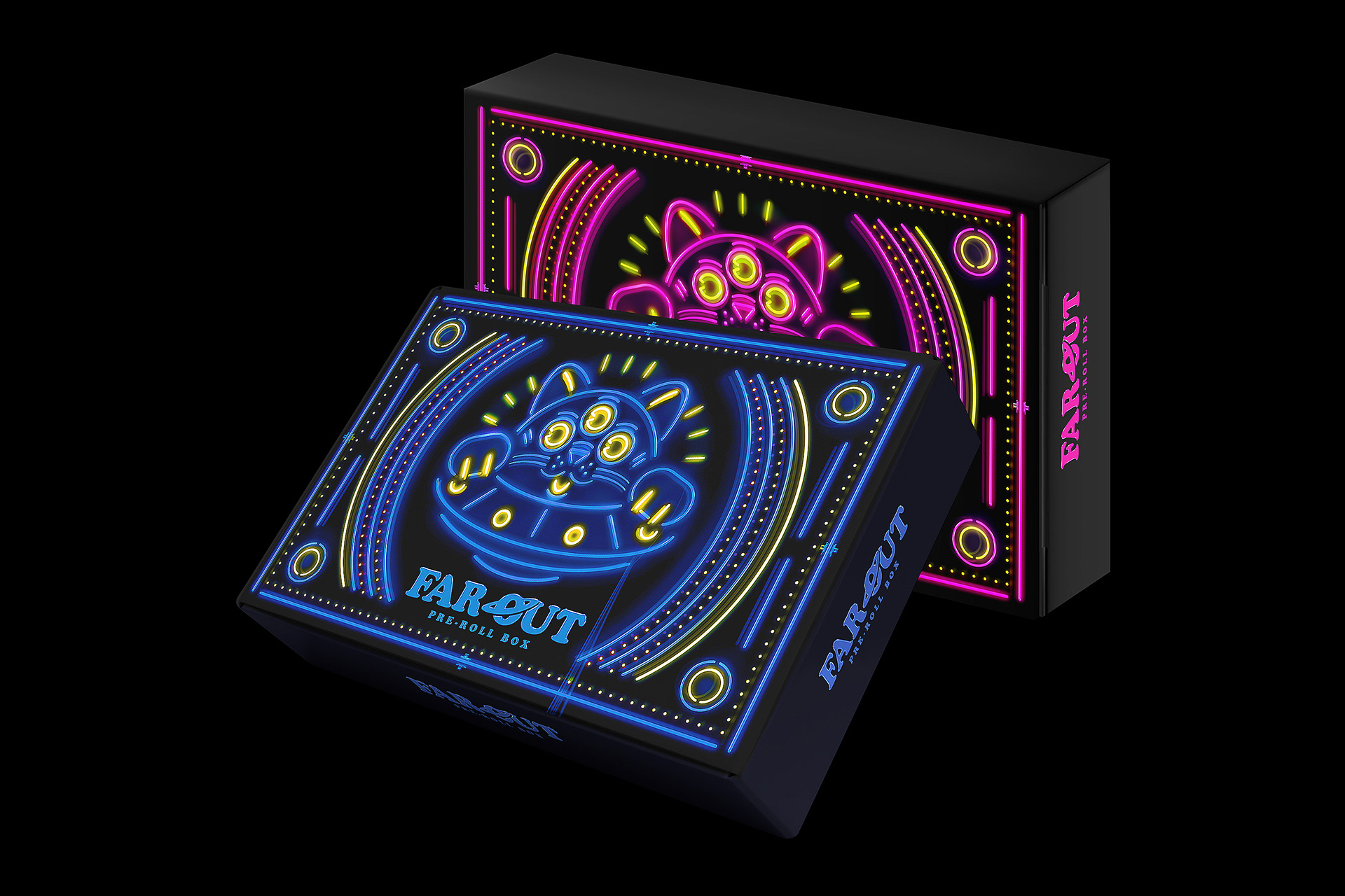 Far Out - Cosmic Infused Weed Cat Marijuana Trip Psychedelic Vape Design by Freelance Designer Jeffrey Dirkse